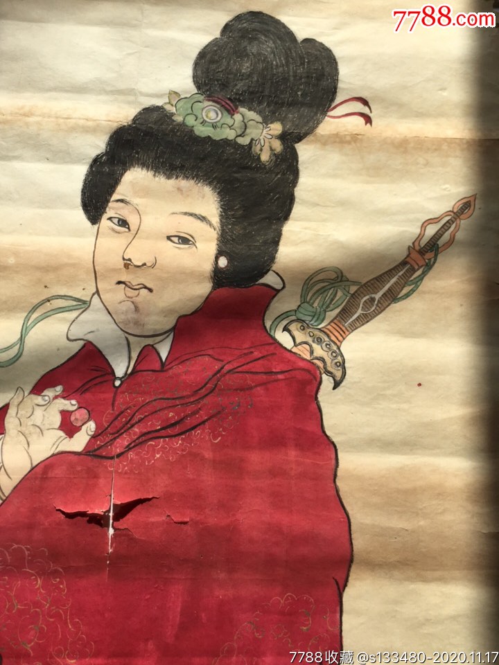 40/50年代佚名工笔人物画明末著名女将秦良玉