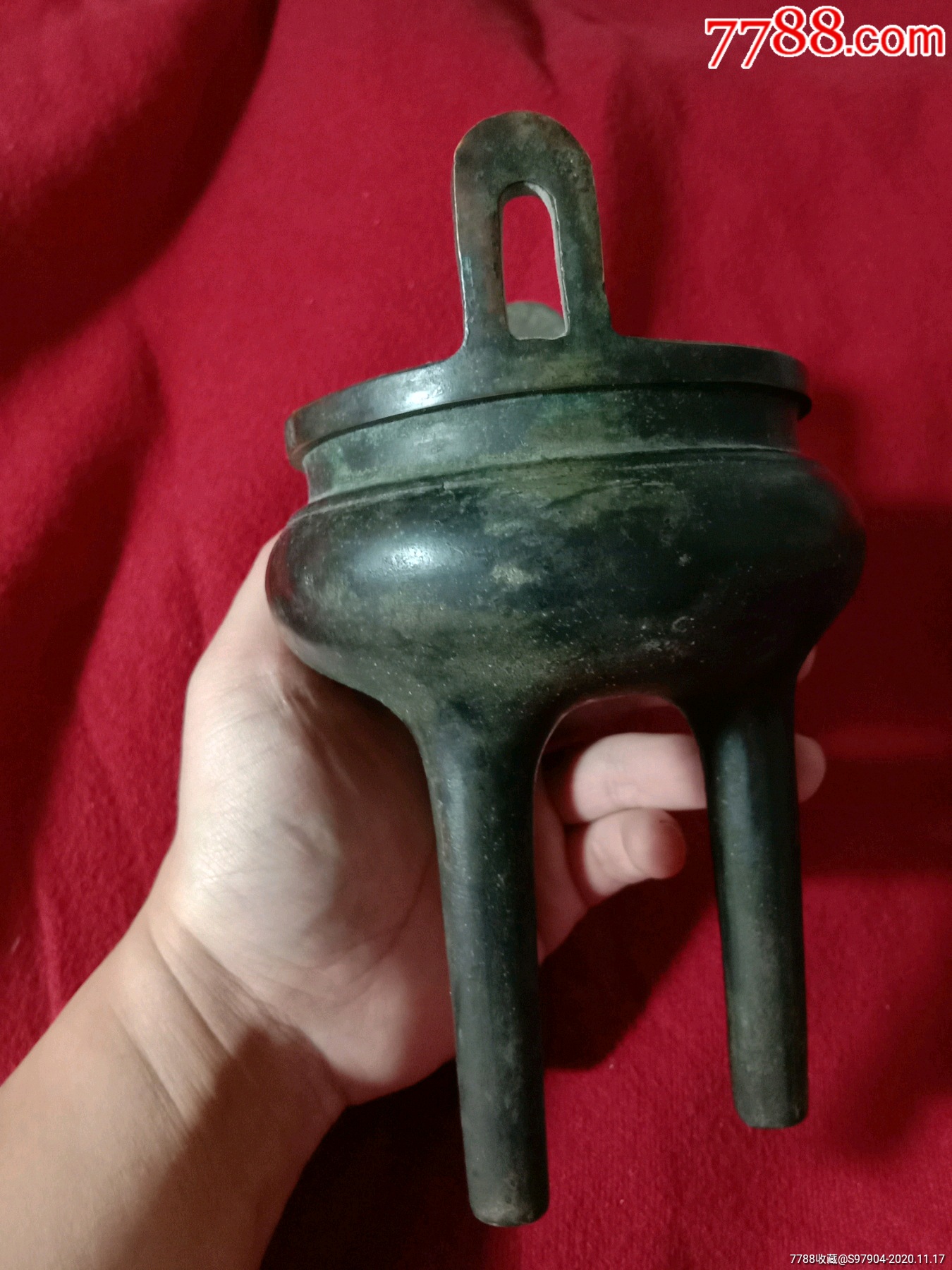 厚重型高足铜香炉