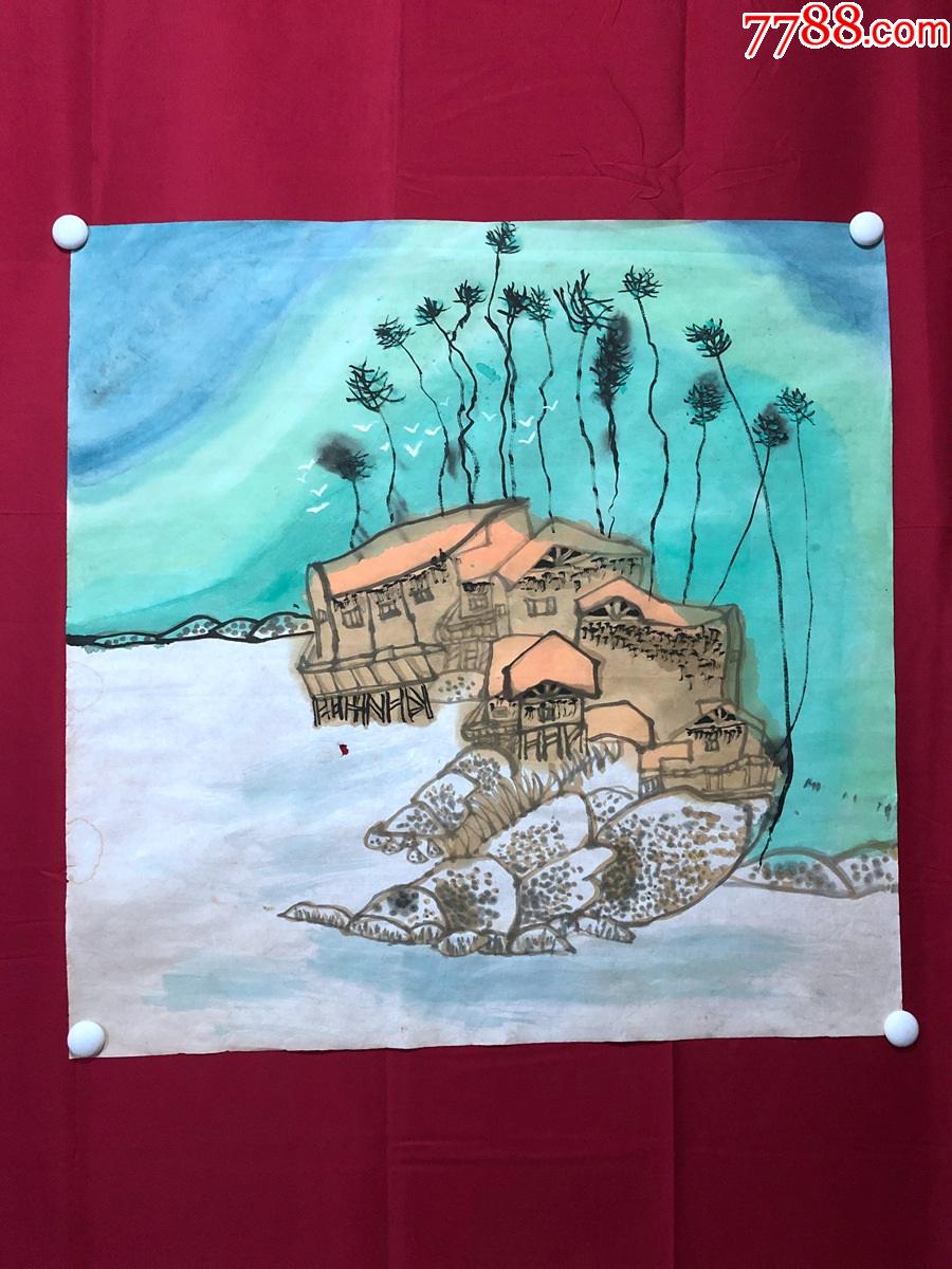 书画9814无款山水画,儿童国画_山水国画原作_作品欣赏_收藏价值_7788