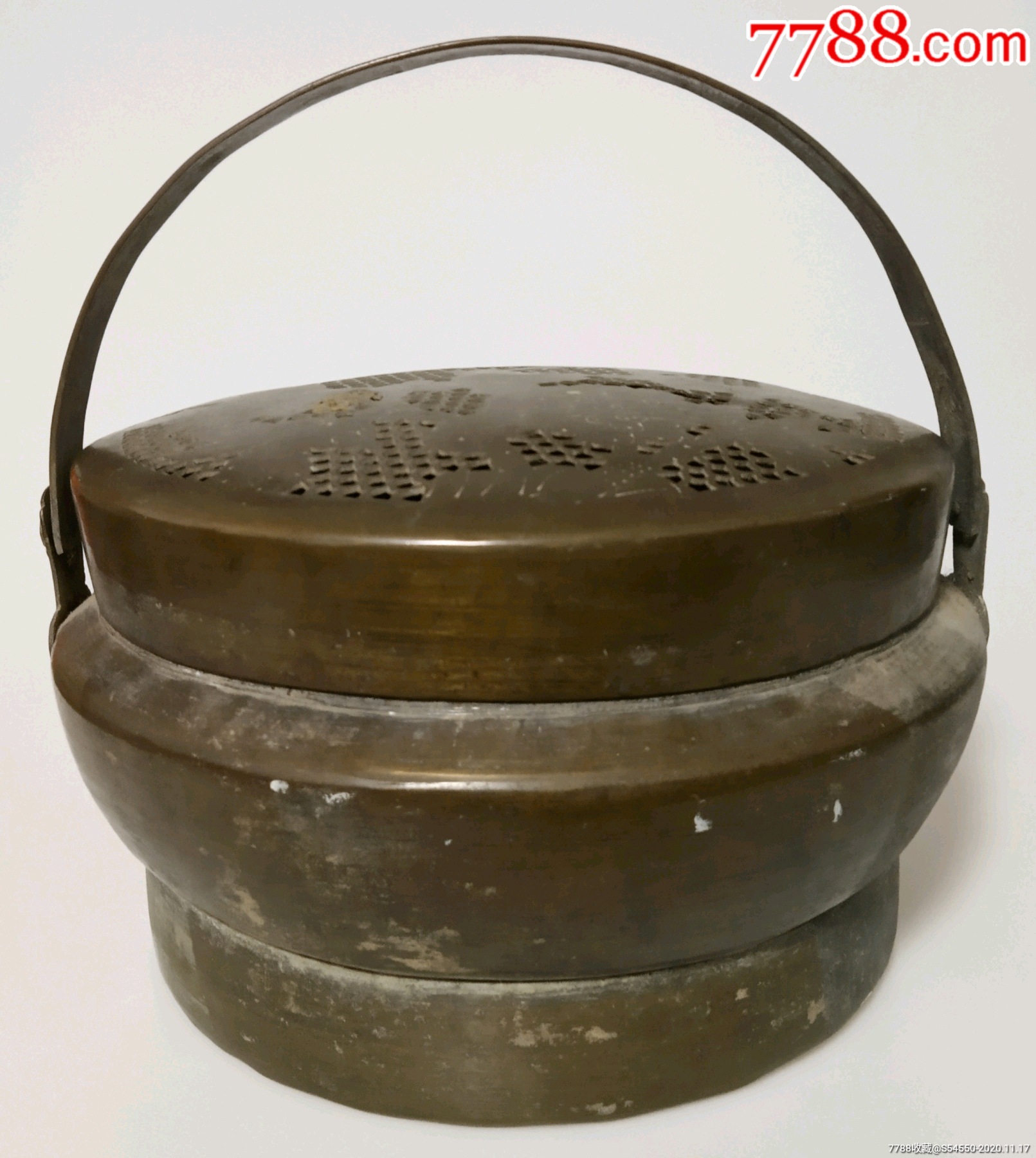 民国錾花铜暖手炉