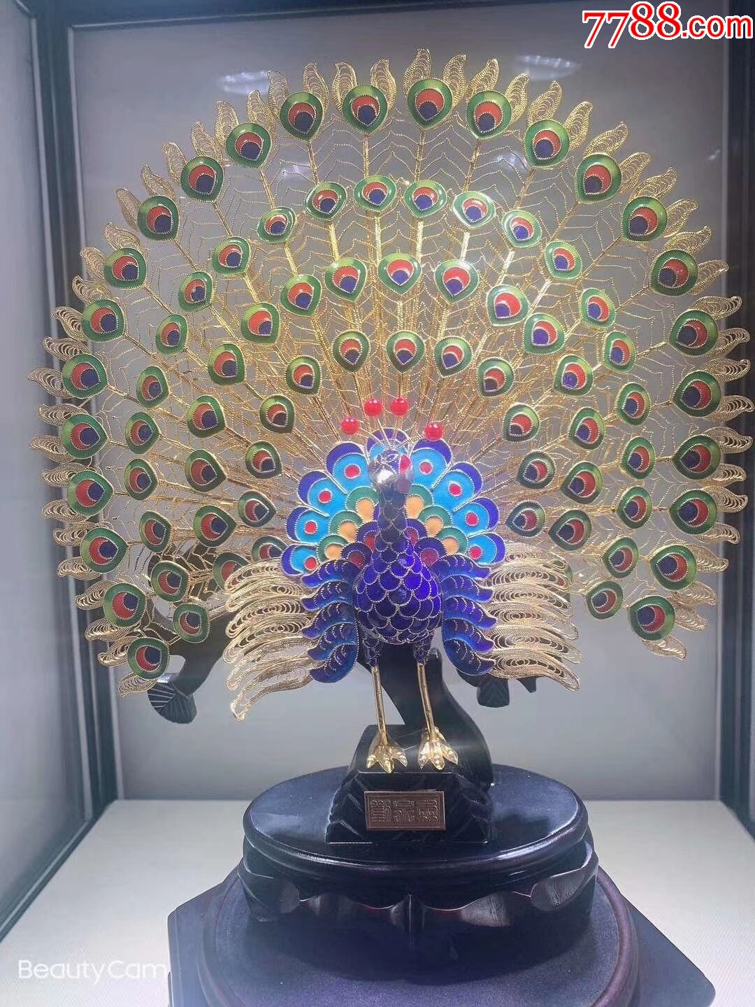 金凤呈祥景泰蓝花丝镶嵌孔雀开屏摆件瑞珐琅刘永森大师创作作品