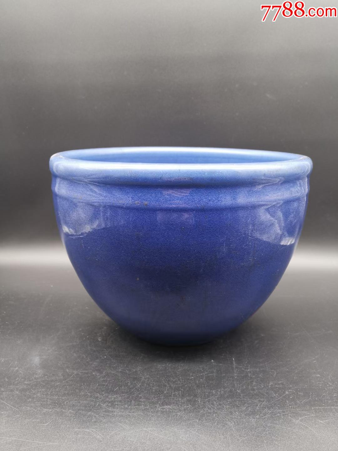 清康熙祭蓝釉卷缸