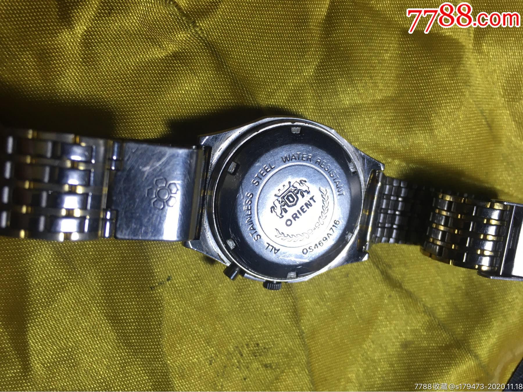 自动双狮牌老手表orient日本手表老机械表老腕表全钢送精美表链机芯