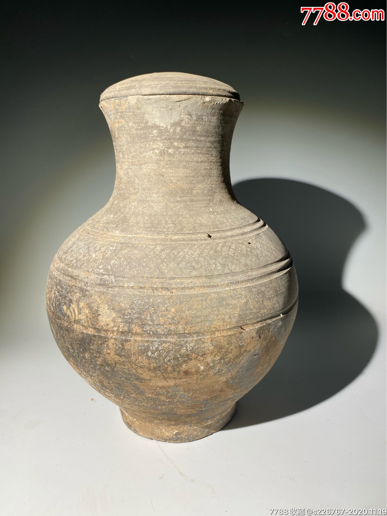 古玩陶器古董战国铅笔工陶罐