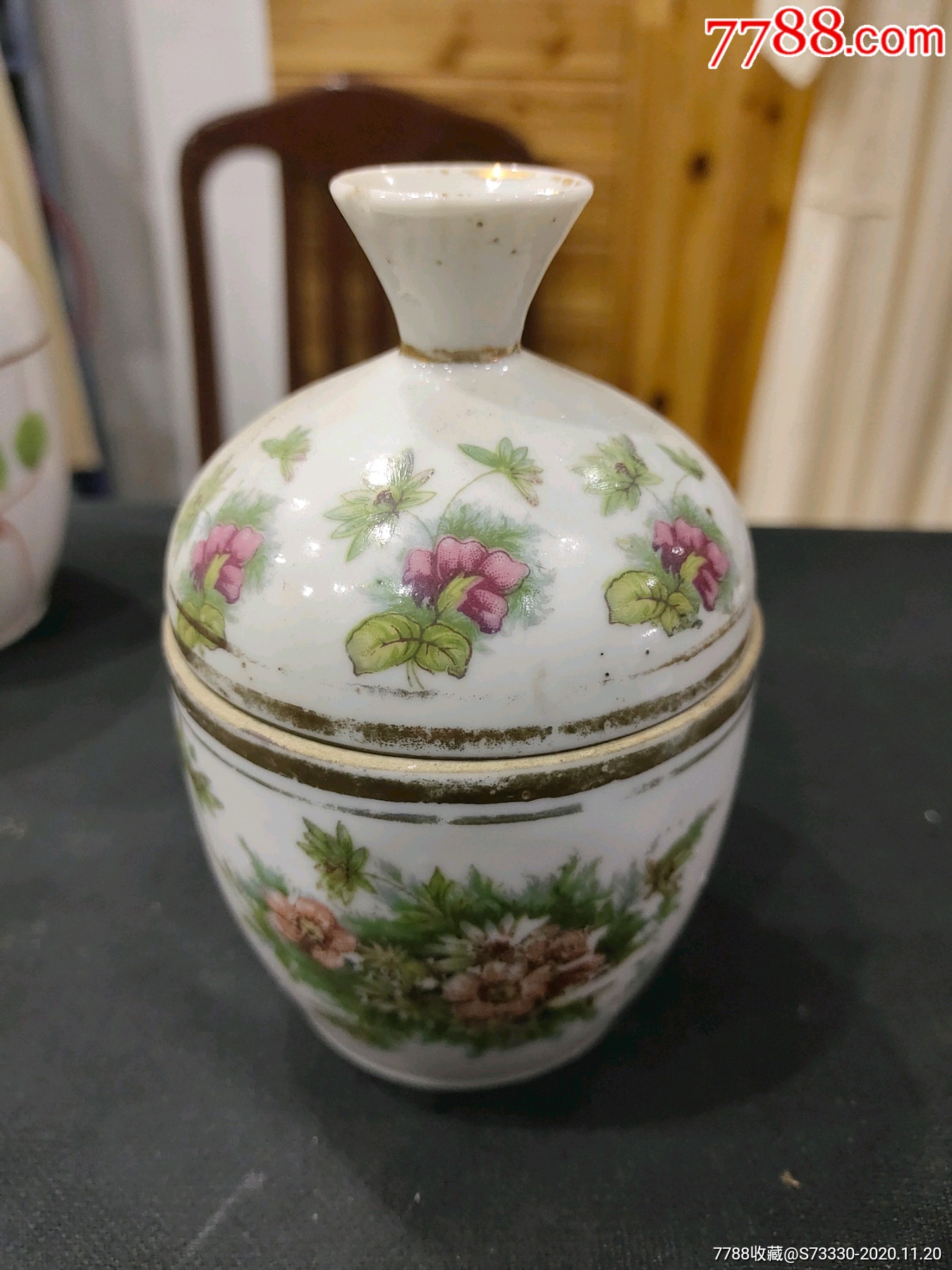 民国花卉糖缸,糖罐一只