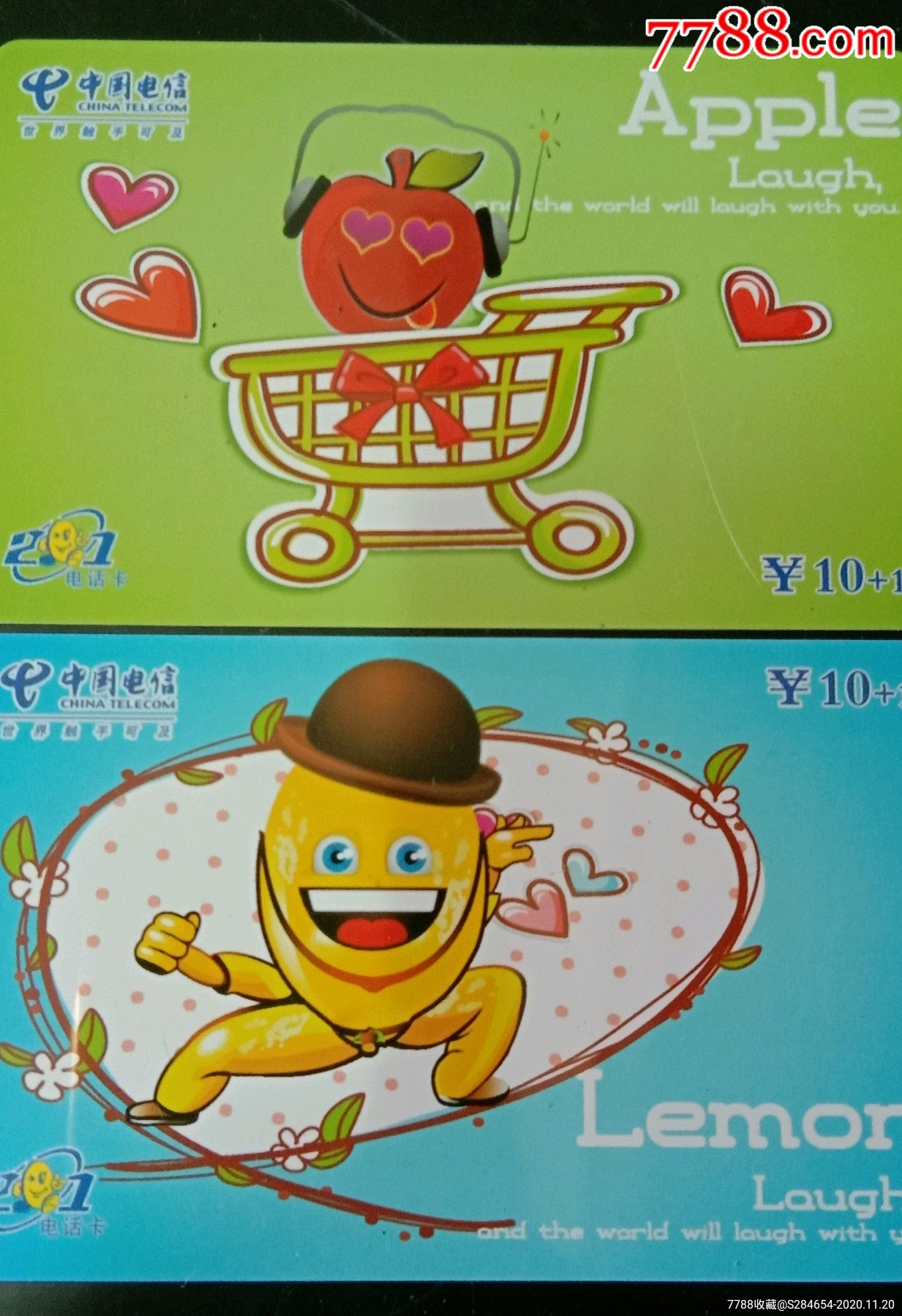 充值卡–卡通水果一套4张