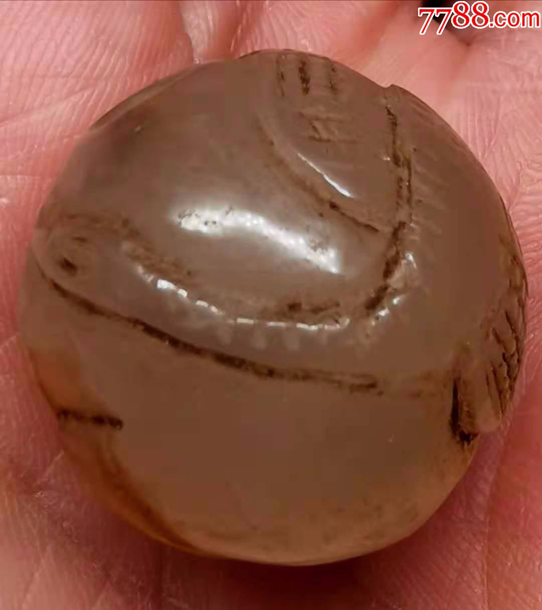 辽代玛瑙玉雕荷花海东青玉珠