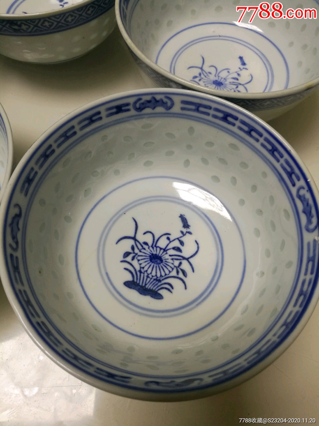景德镇兰花玲珑碗8个