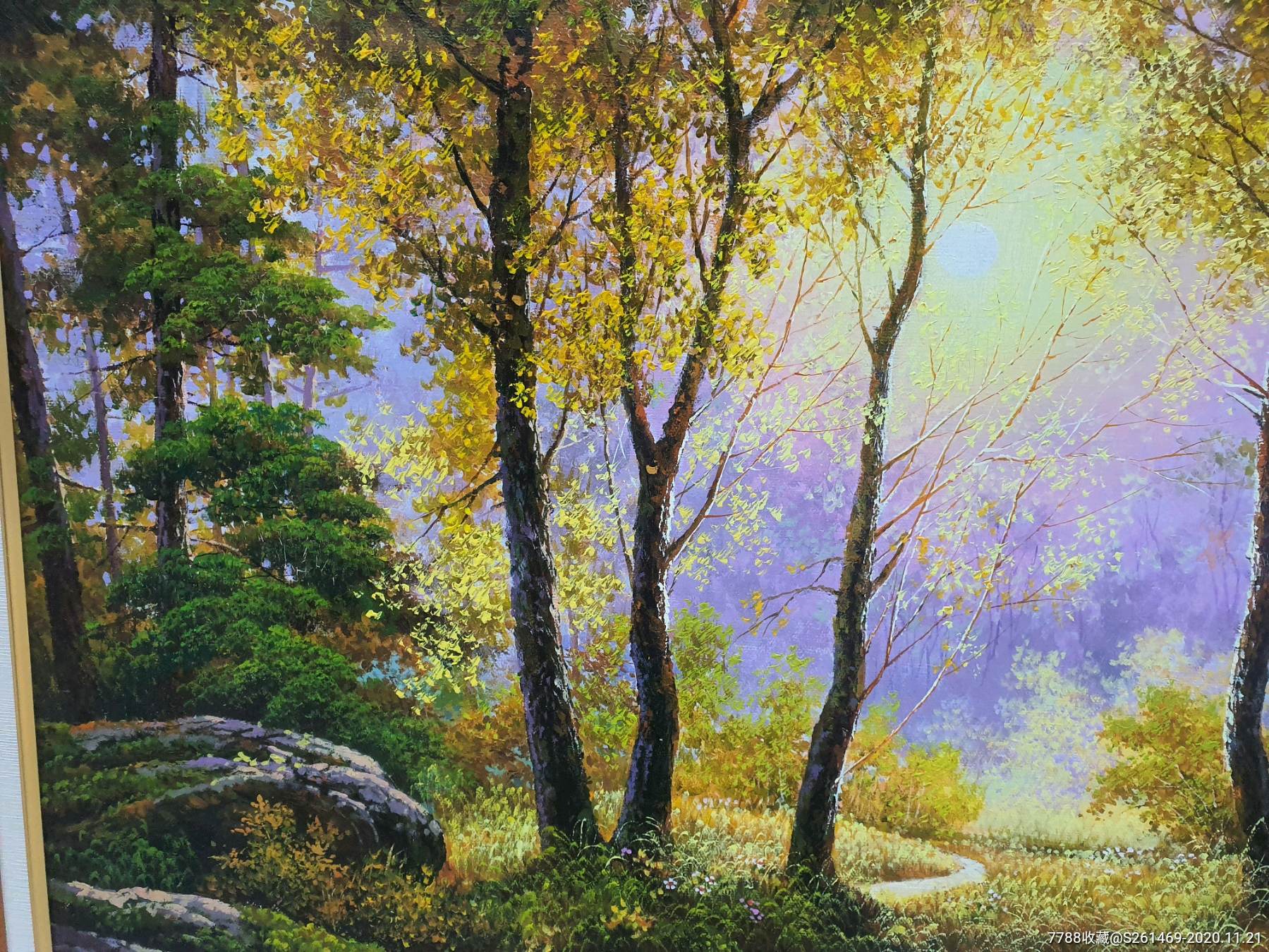 朝鲜油画一级画家安成姬森林的清晨