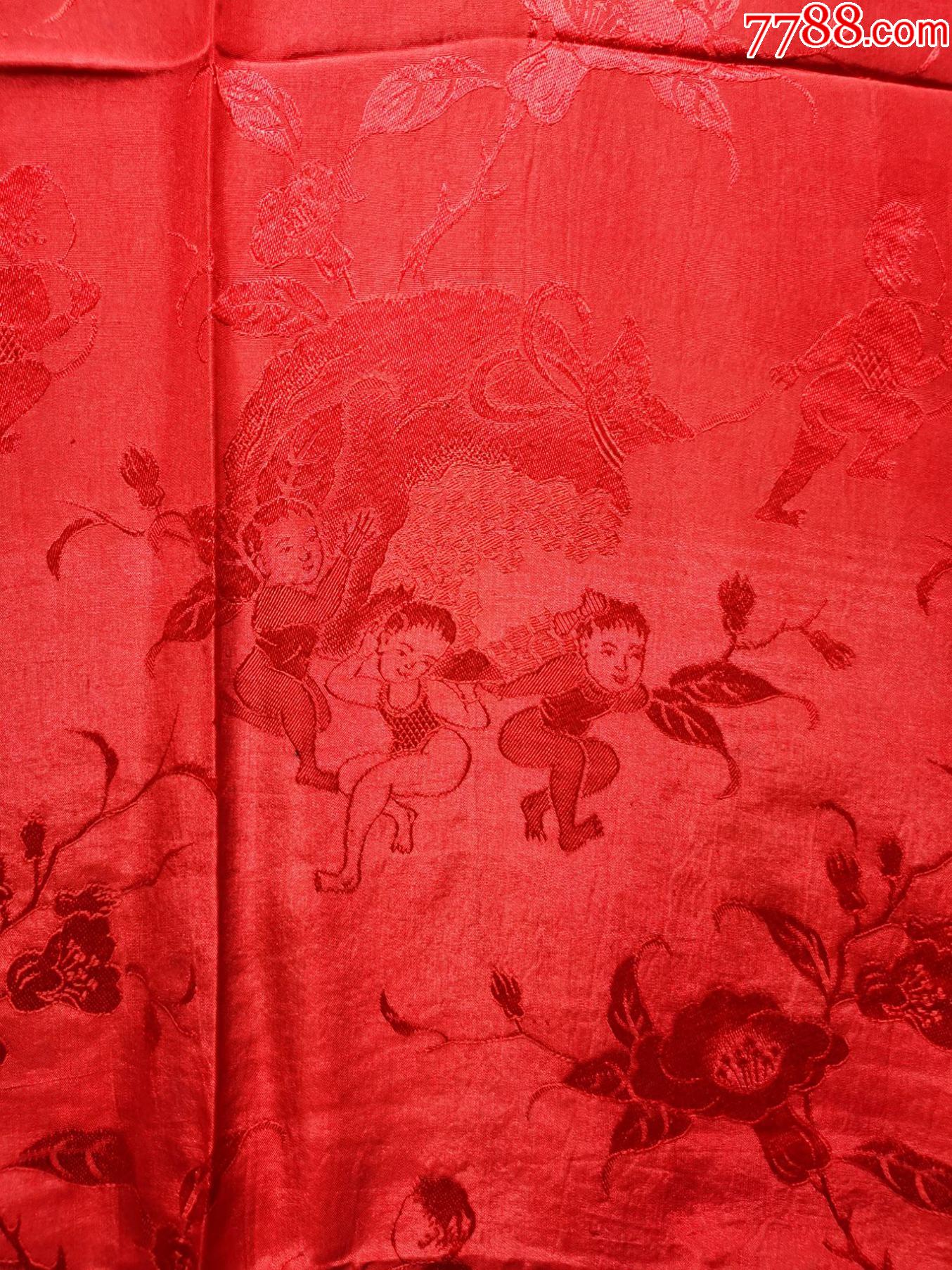 民国榴开百子图丝绸被面,1.8x1.4米,织工精细-床单/被套-7788烟酒茶牌