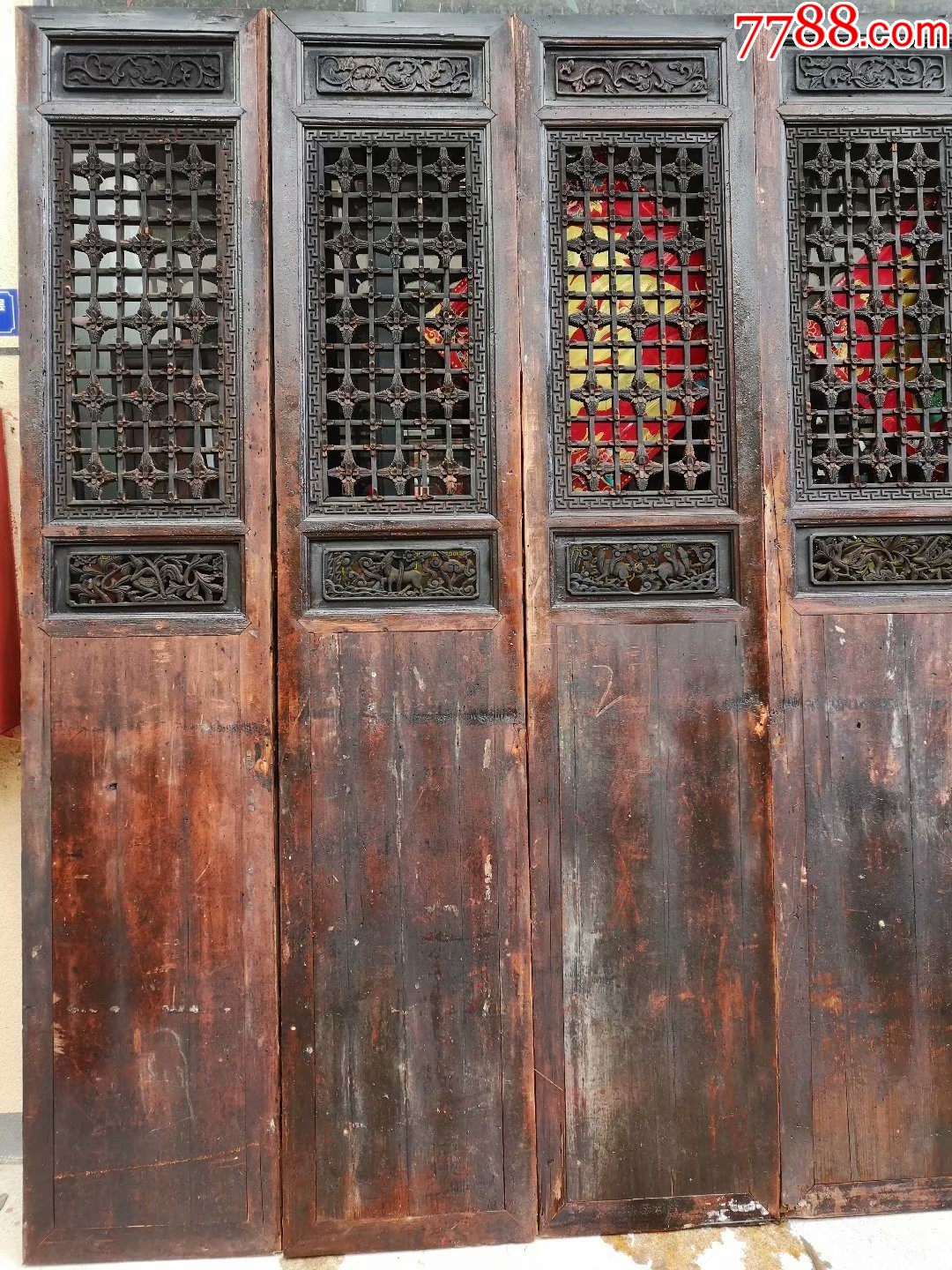 十片清代梅花格子门板民宿古建装修