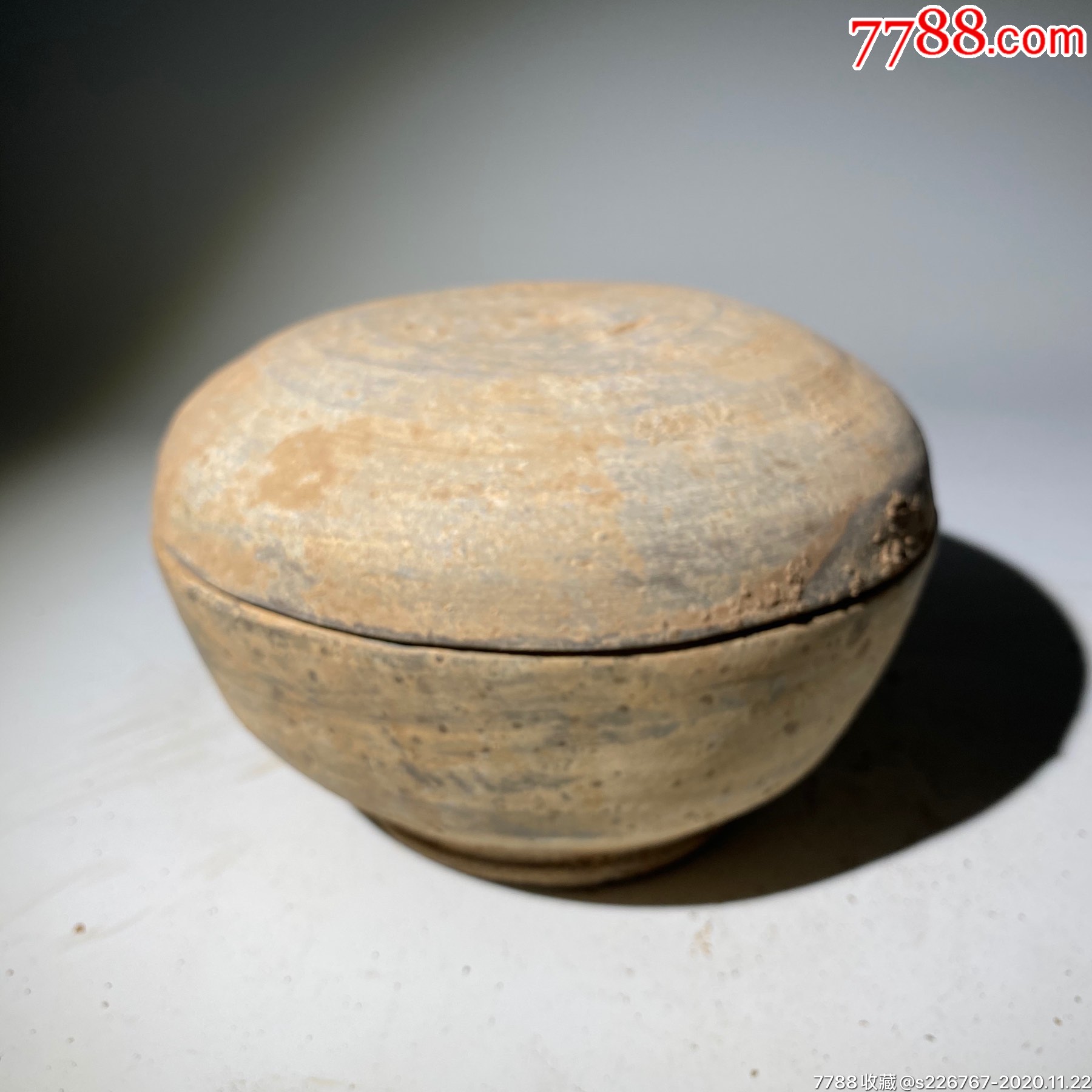 古玩陶器古董汉代陶盖盒