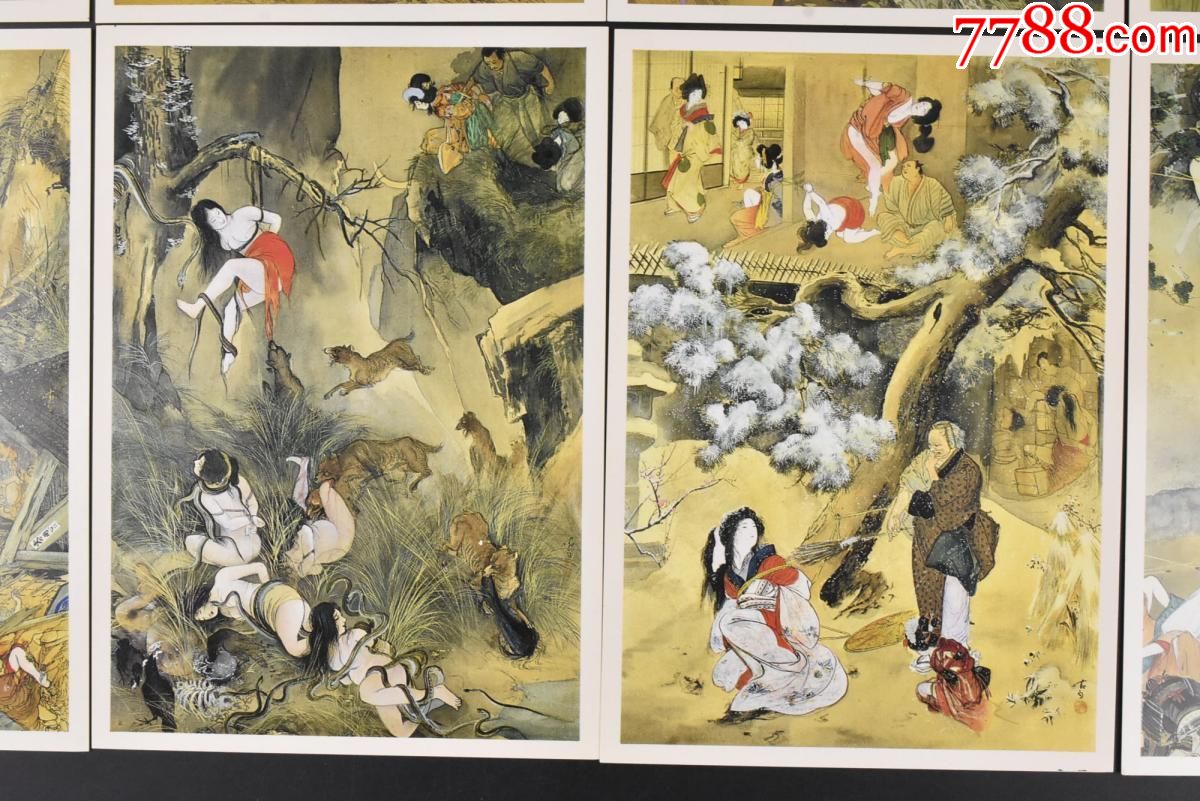 (丙6536)《江户地狱图绘》原封10张全日本风俗绘画春画伊豆下田港秘佛