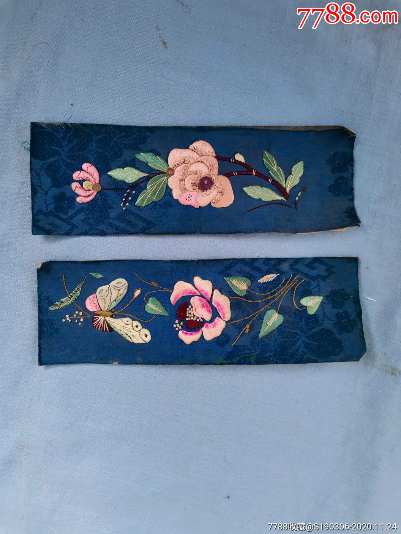 清代绣花片一对186