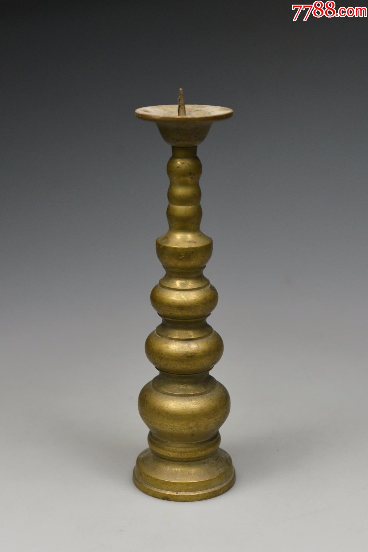 欧洲西洋古董海外回流纯黄铜蜡烛台摆件古玩收藏老灯具香道具