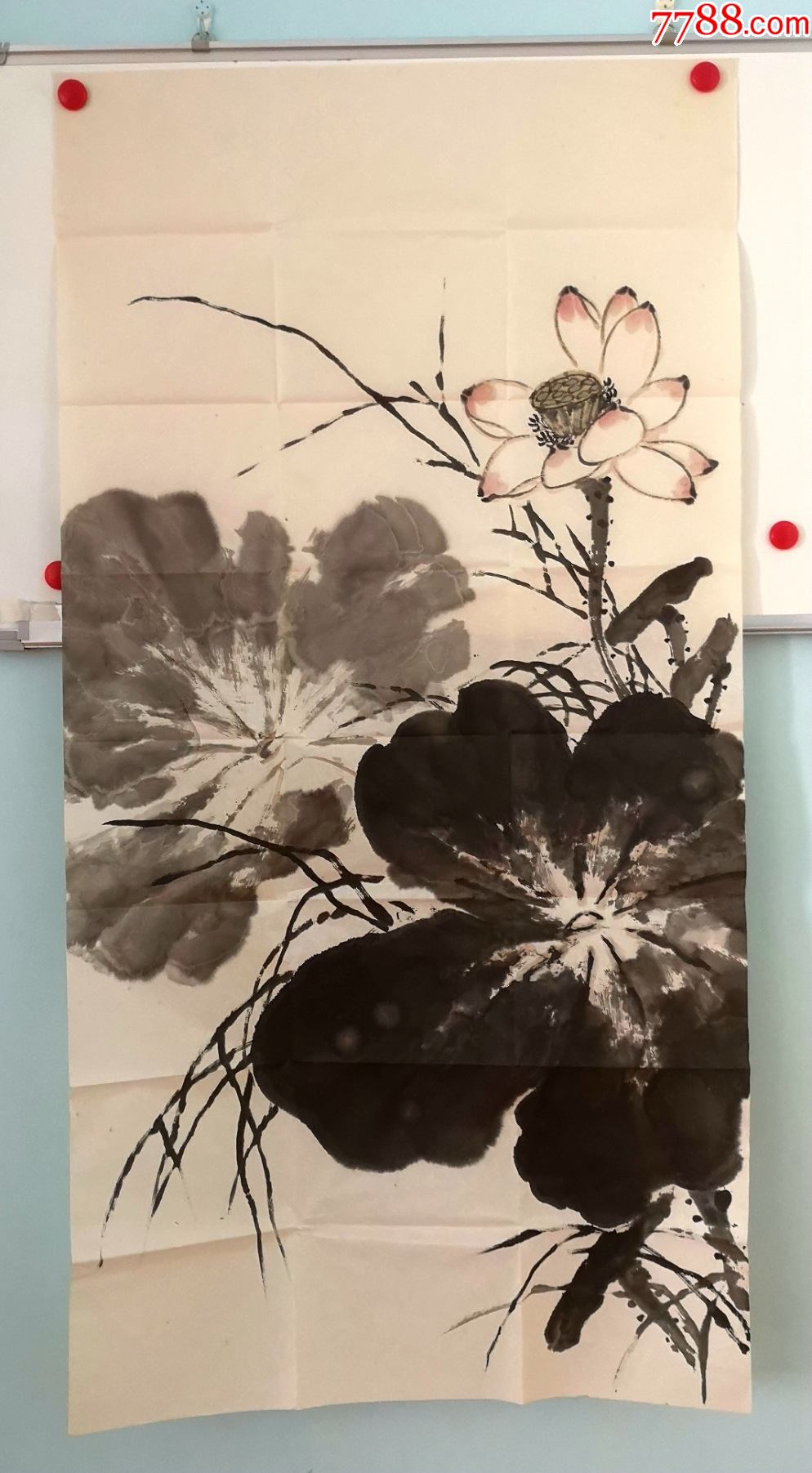 高水平大幅宣纸写意国画原稿《荷花》3