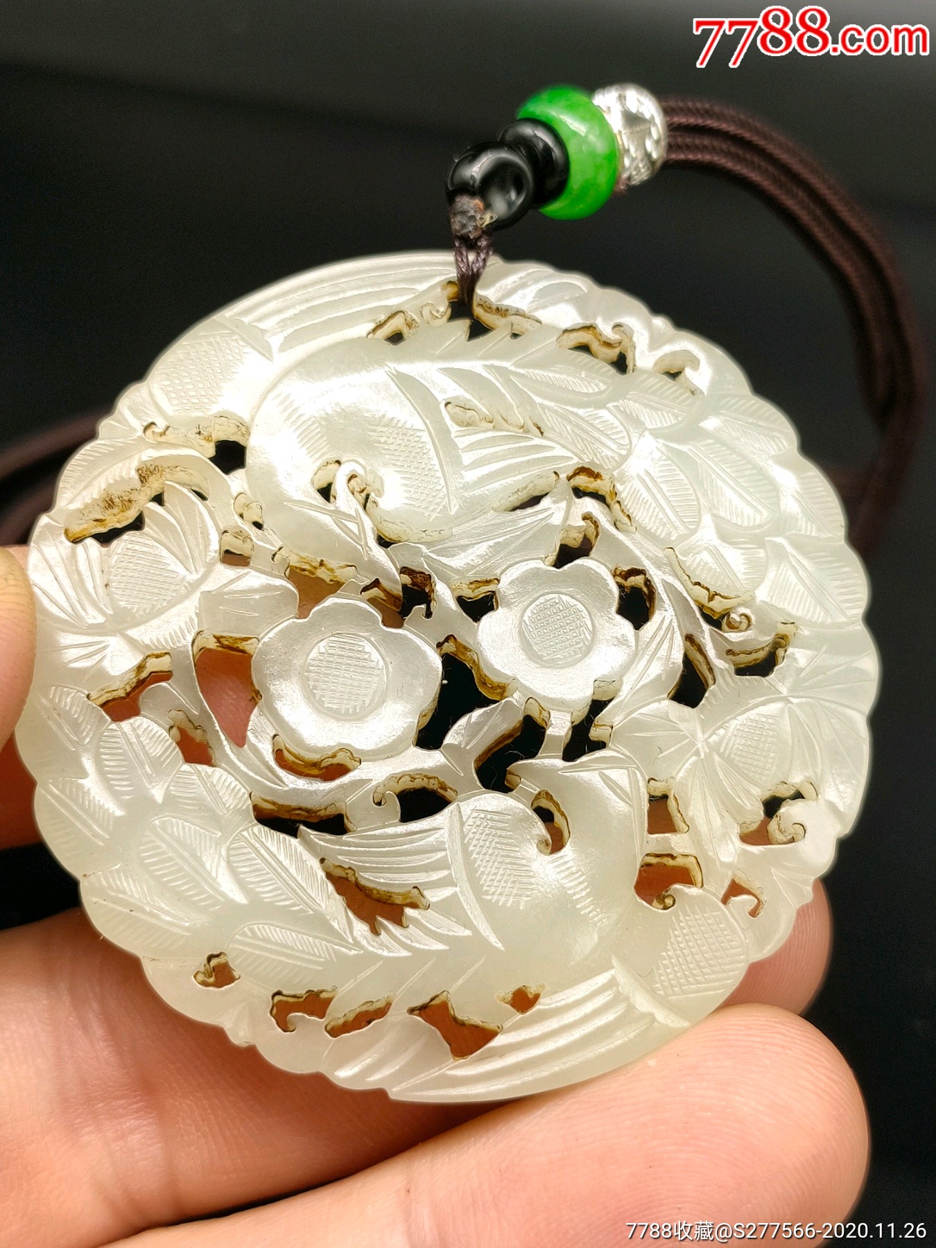 清代和田玉雕刻双喜临门图玉佩-和田玉-7788收藏