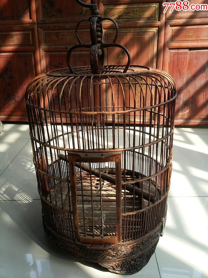 清代龙纹竹鸟笼