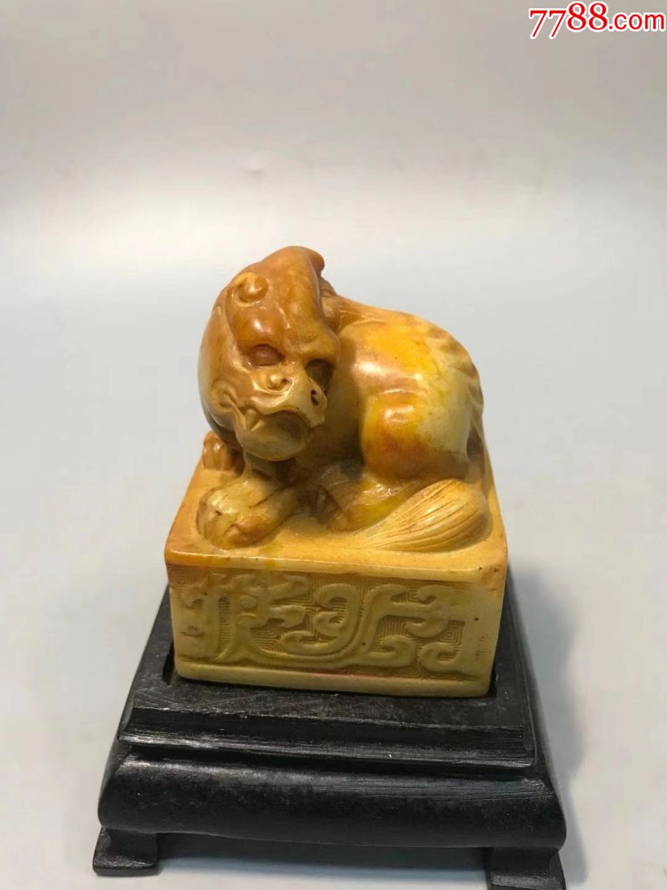 老田黄石貔貅印钮老章名人印章摆件