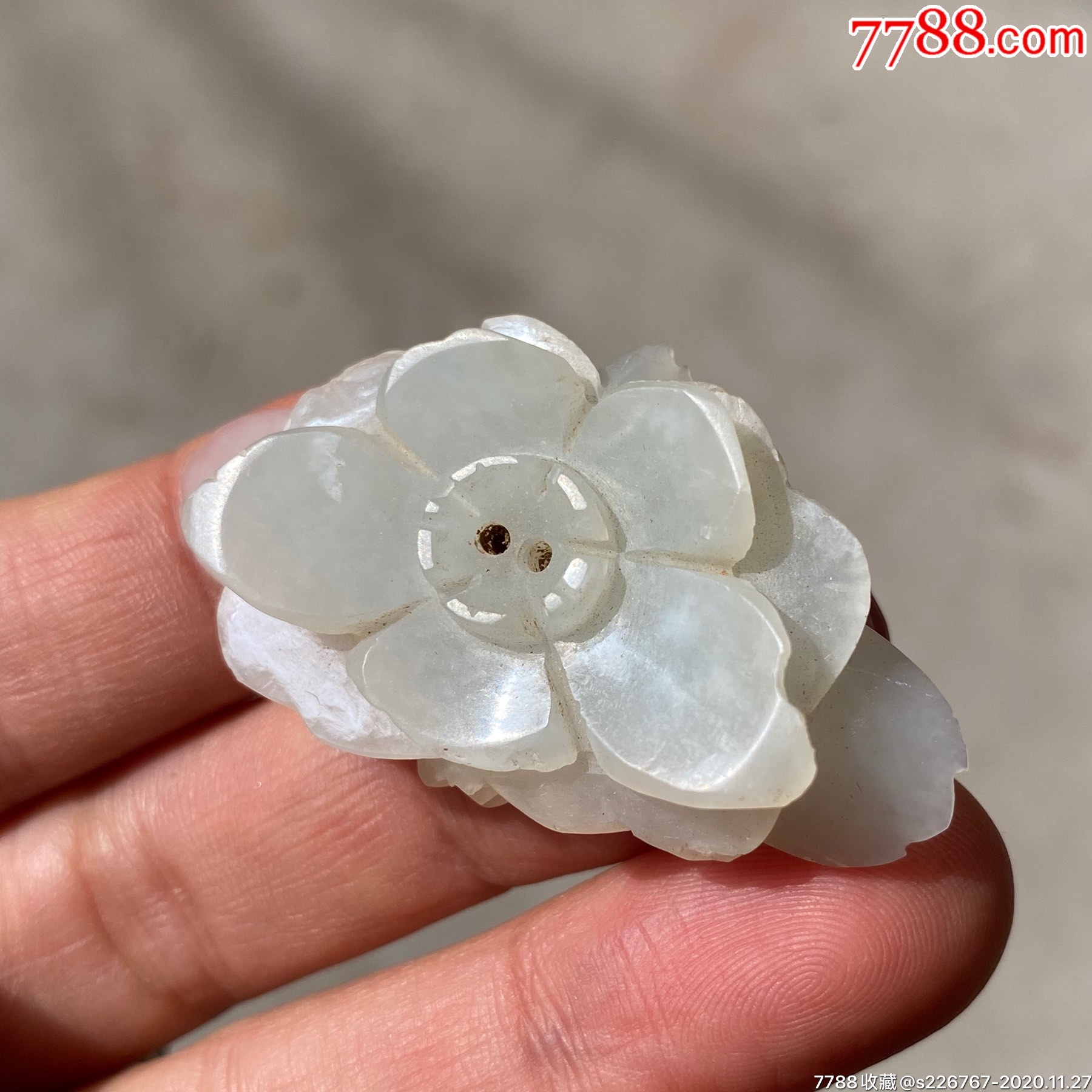 古玩玉器清代和田玉帽花-和田玉-7788收藏