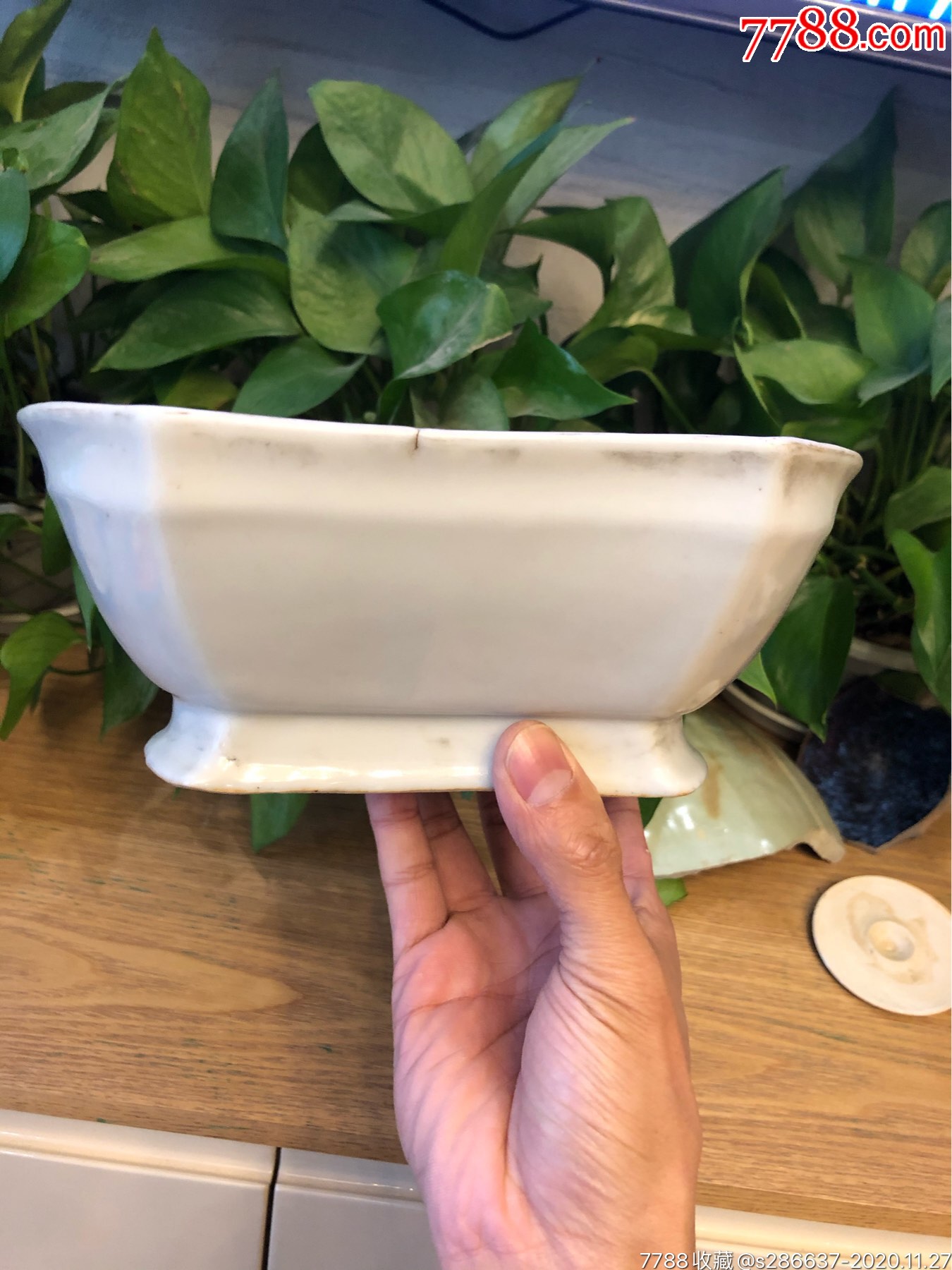 清同治白釉水仙盆-单色白瓷-7788白瓷收藏