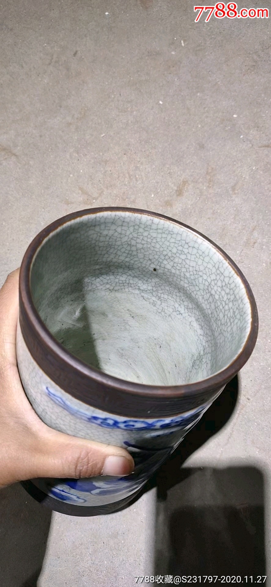 明哥釉青花人物大笔筒-青瓷/秘色瓷-7788唐卡