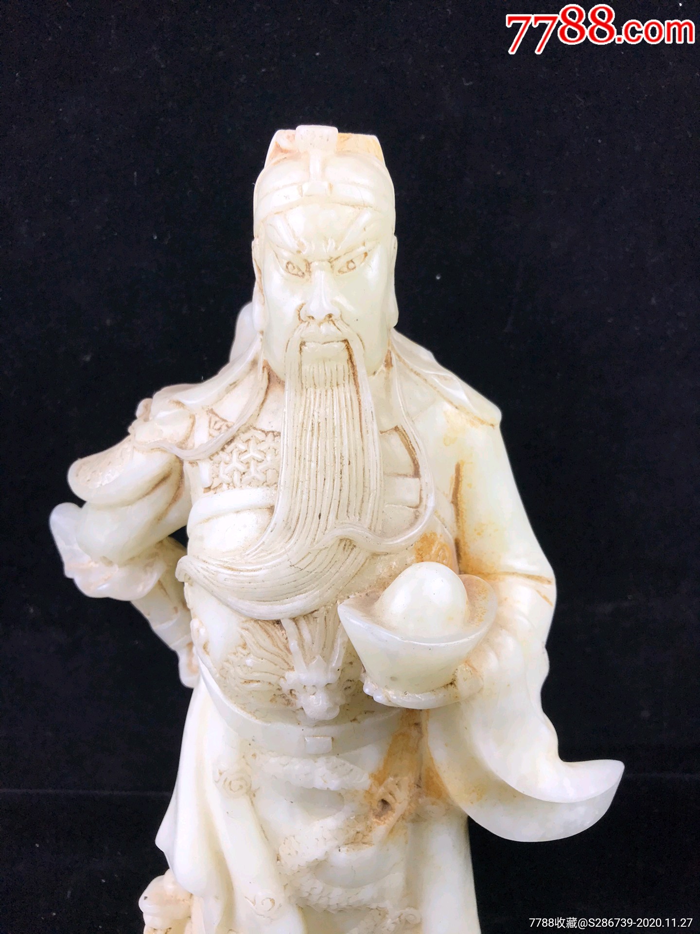 和田玉玉石关公站像,品相一流,尺寸见图一-和田玉-7788收藏
