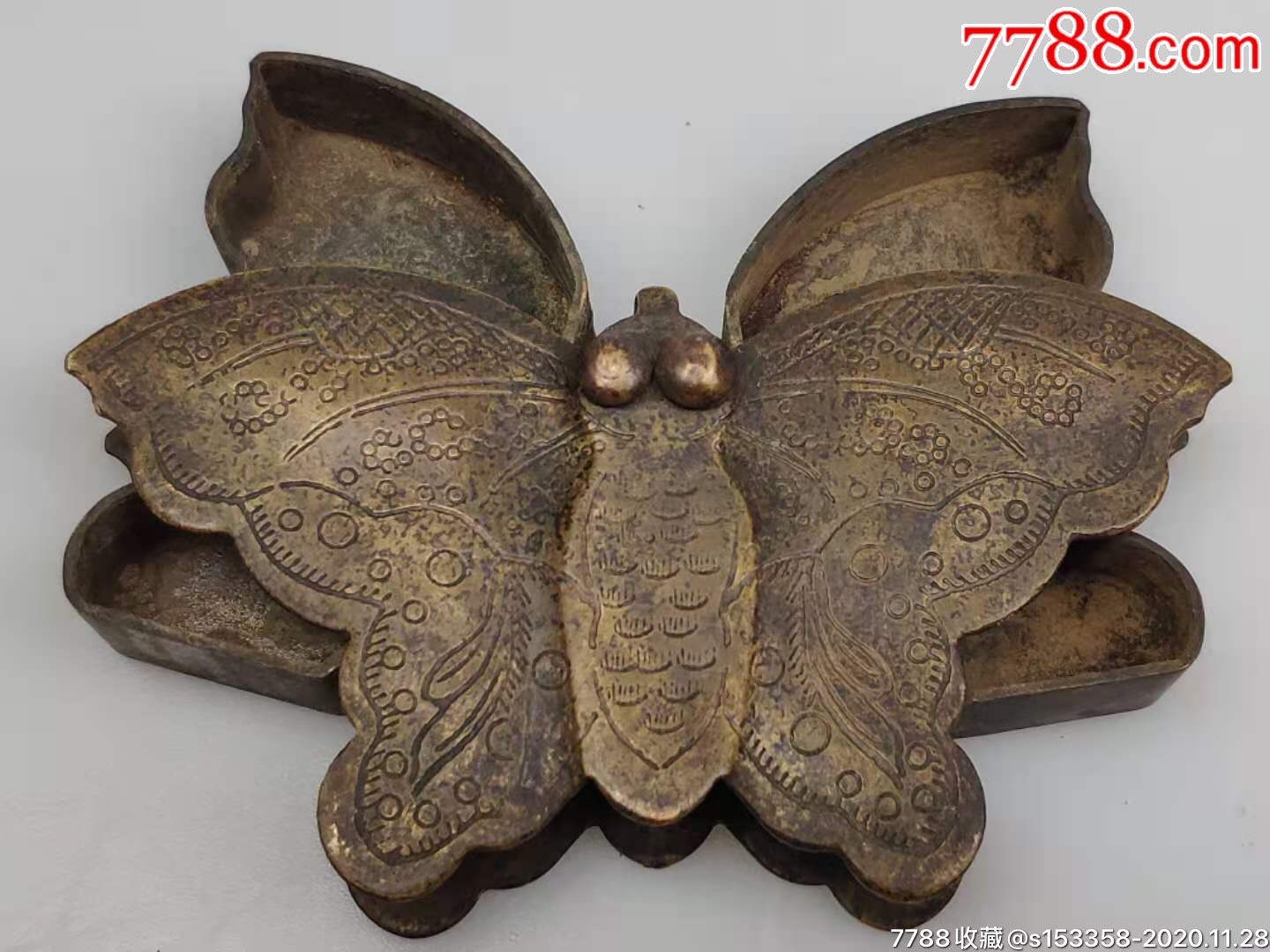 清末民国初期:荣宝斋记蝴蝶墨盒,-墨盒/墨匣-7788文房四宝收藏