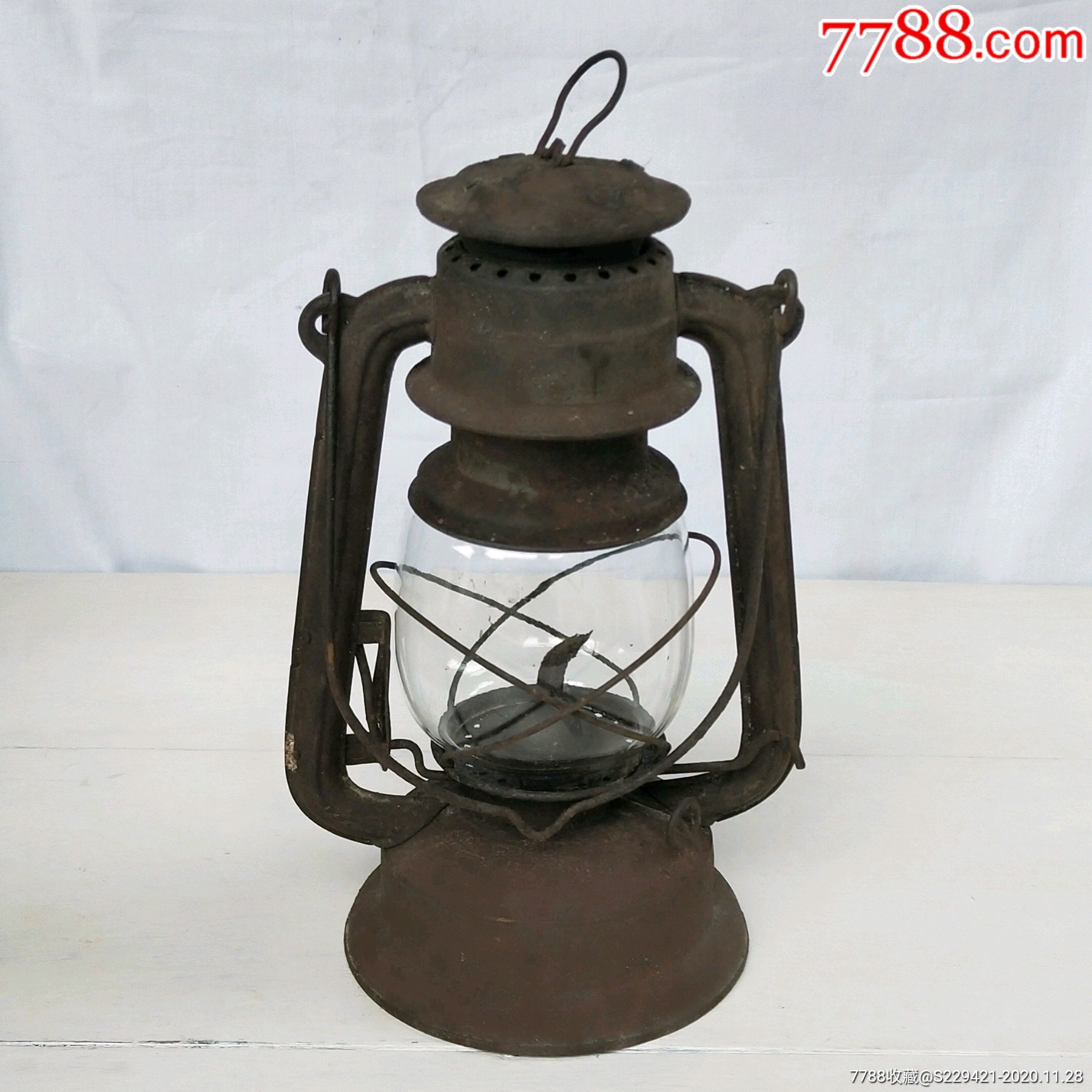 五十年代铁皮马灯古董灯具宣化防风照明煤油灯夜巡手提灯怀旧收藏正品