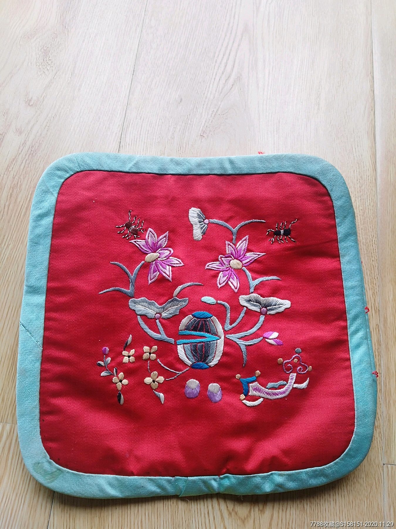 老刺绣清代手工刺绣绣片一对