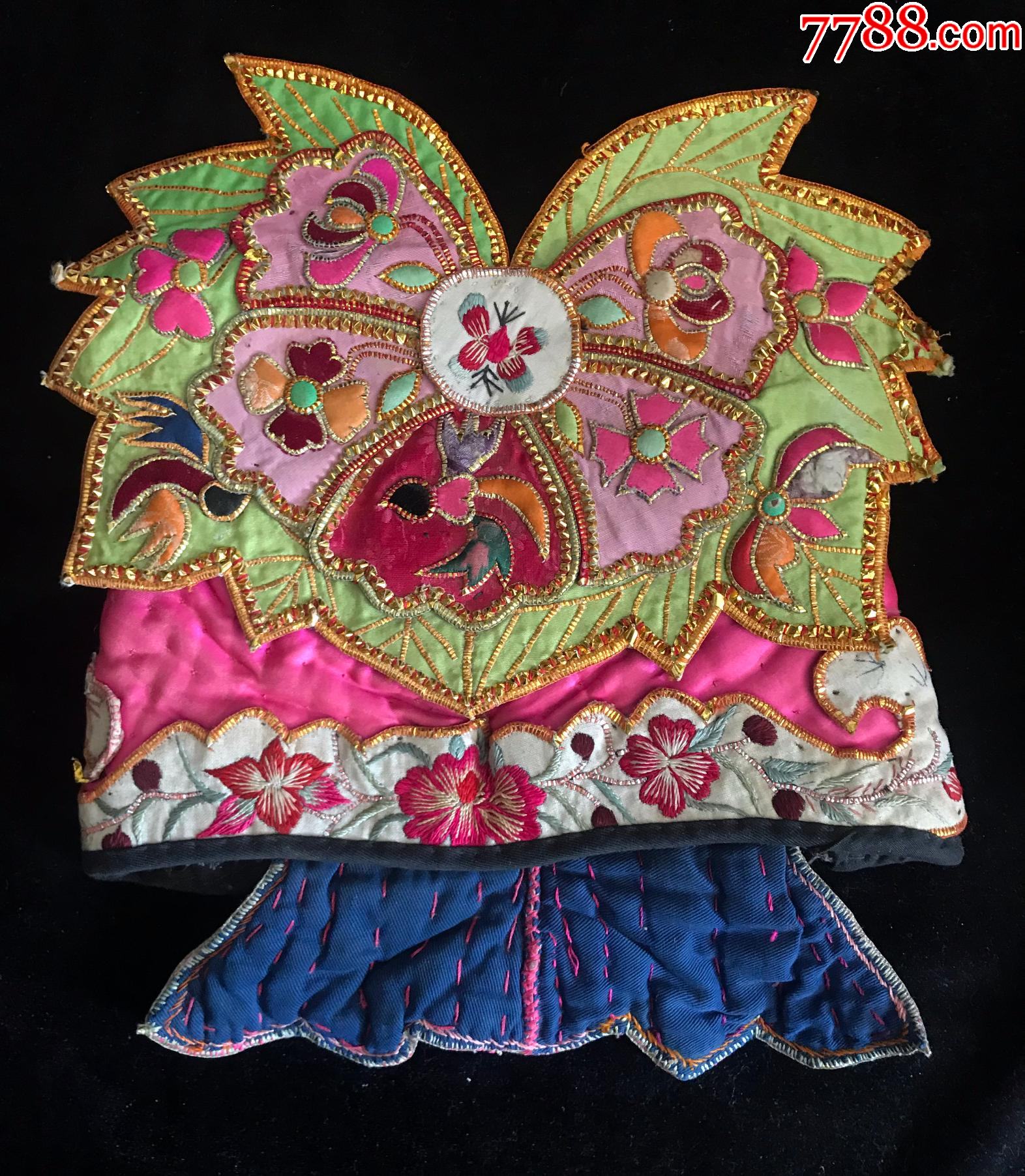 解放初期云南白族纯手工绣儿童小花帽