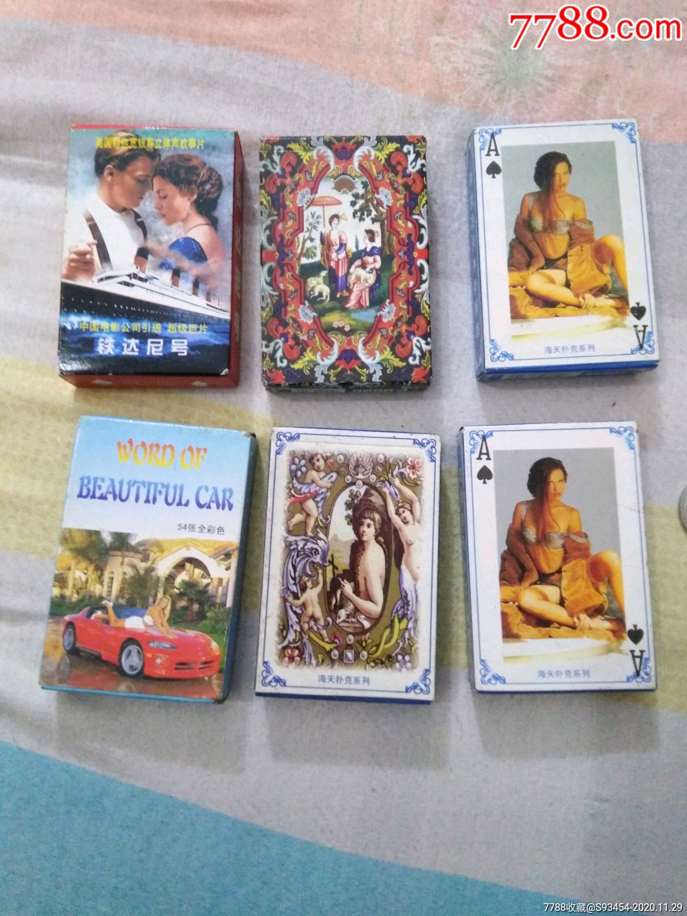 6付美女5种扑克牌,6付一起