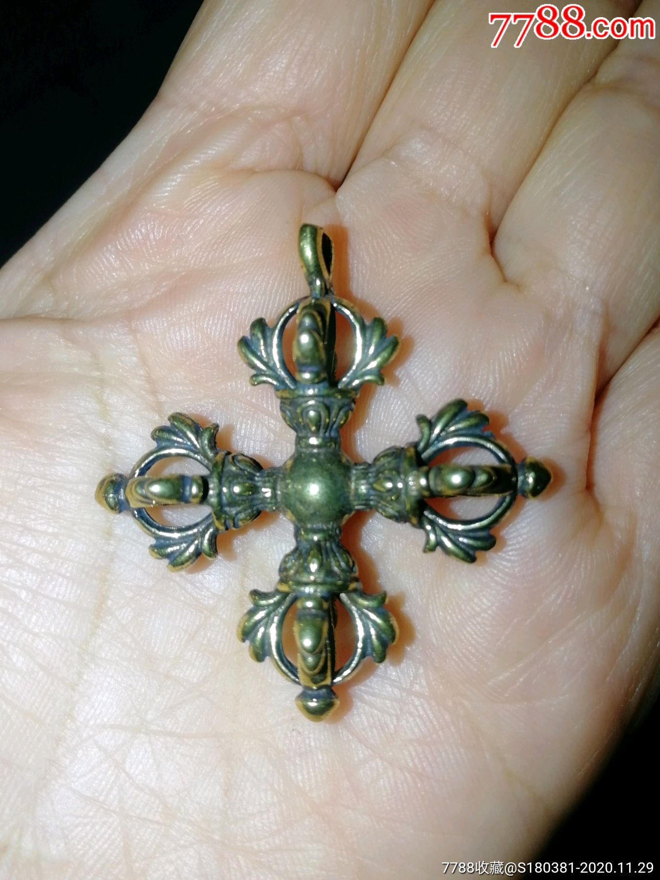 文玩杂项佛珠念珠佛道藏品十字金刚杵纯铜黄铜杵手串配饰