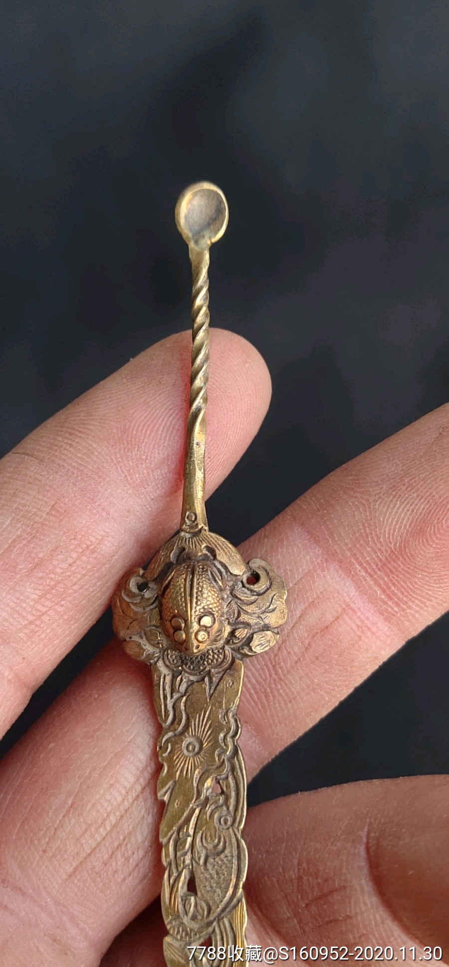 清代银鎏金耳勺