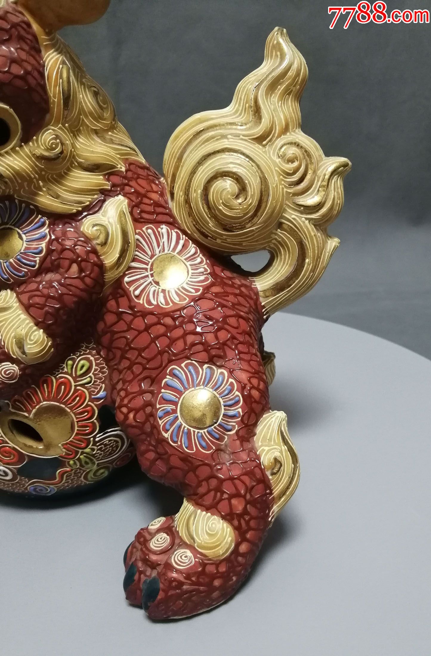 日本九谷狮子全美品日本回流古董古玩瓷器老货收藏高档礼品197