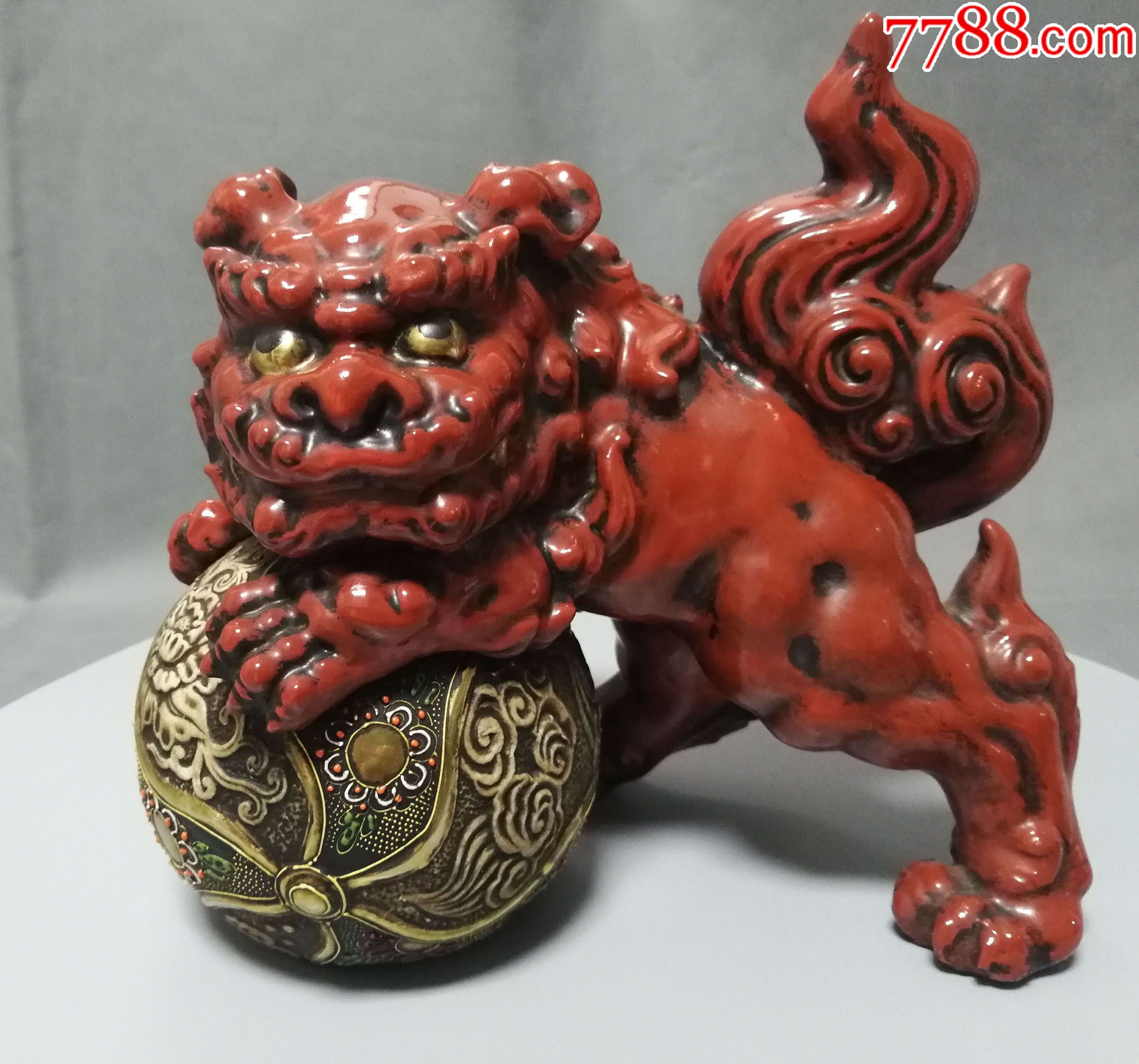日本老九谷狮子全美品日本回流古董古玩老货收藏高档礼品196
