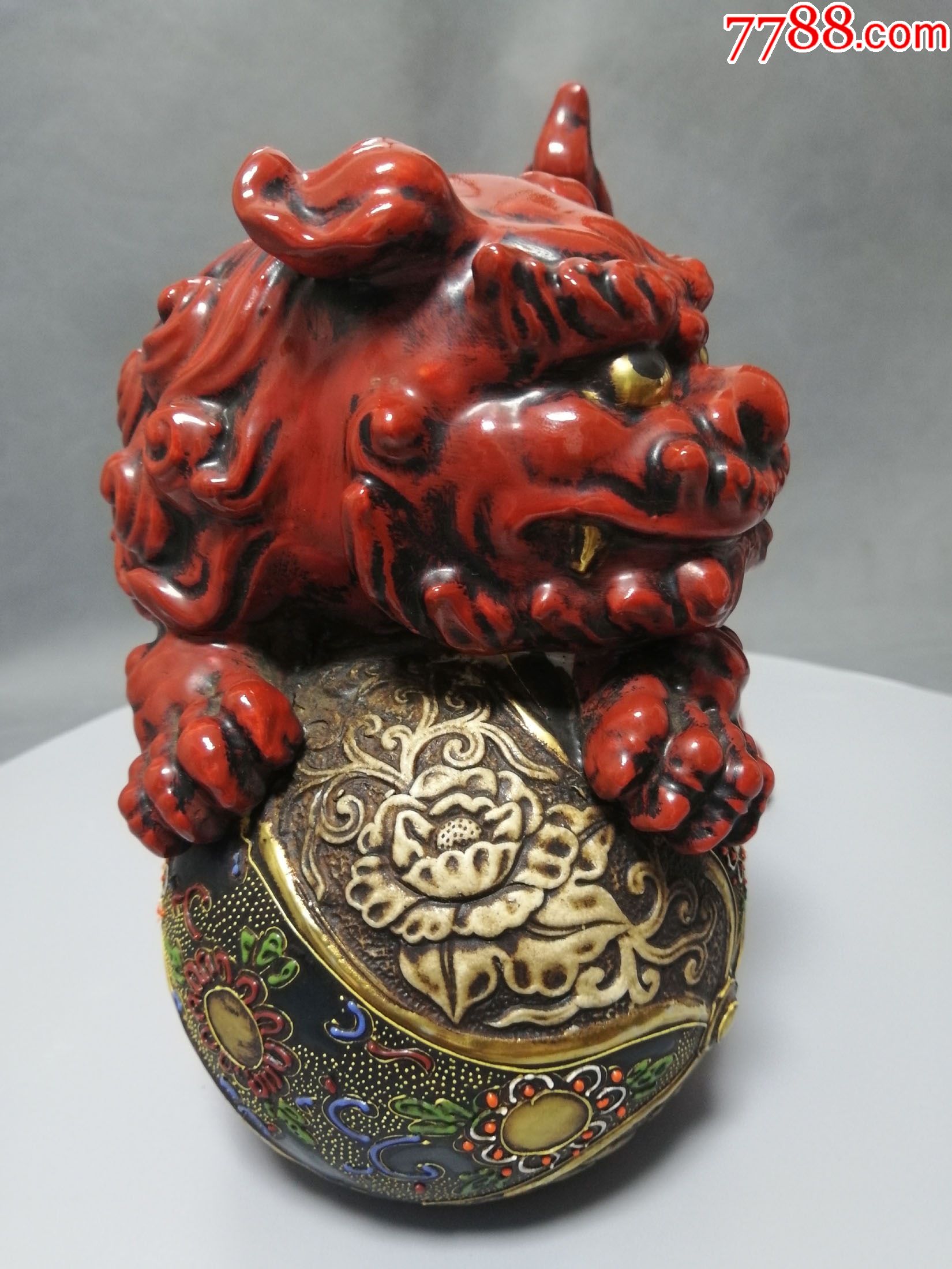 日本老九谷狮子全美品日本回流古董古玩老货收藏高档礼品196