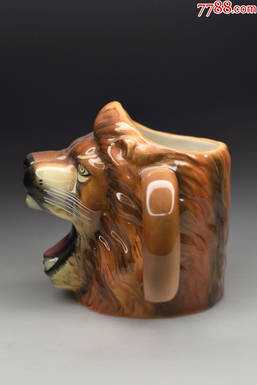 西洋古董欧洲英国德国海外回流订制马克杯浮雕咖啡杯瓷塑瓷狗执杯