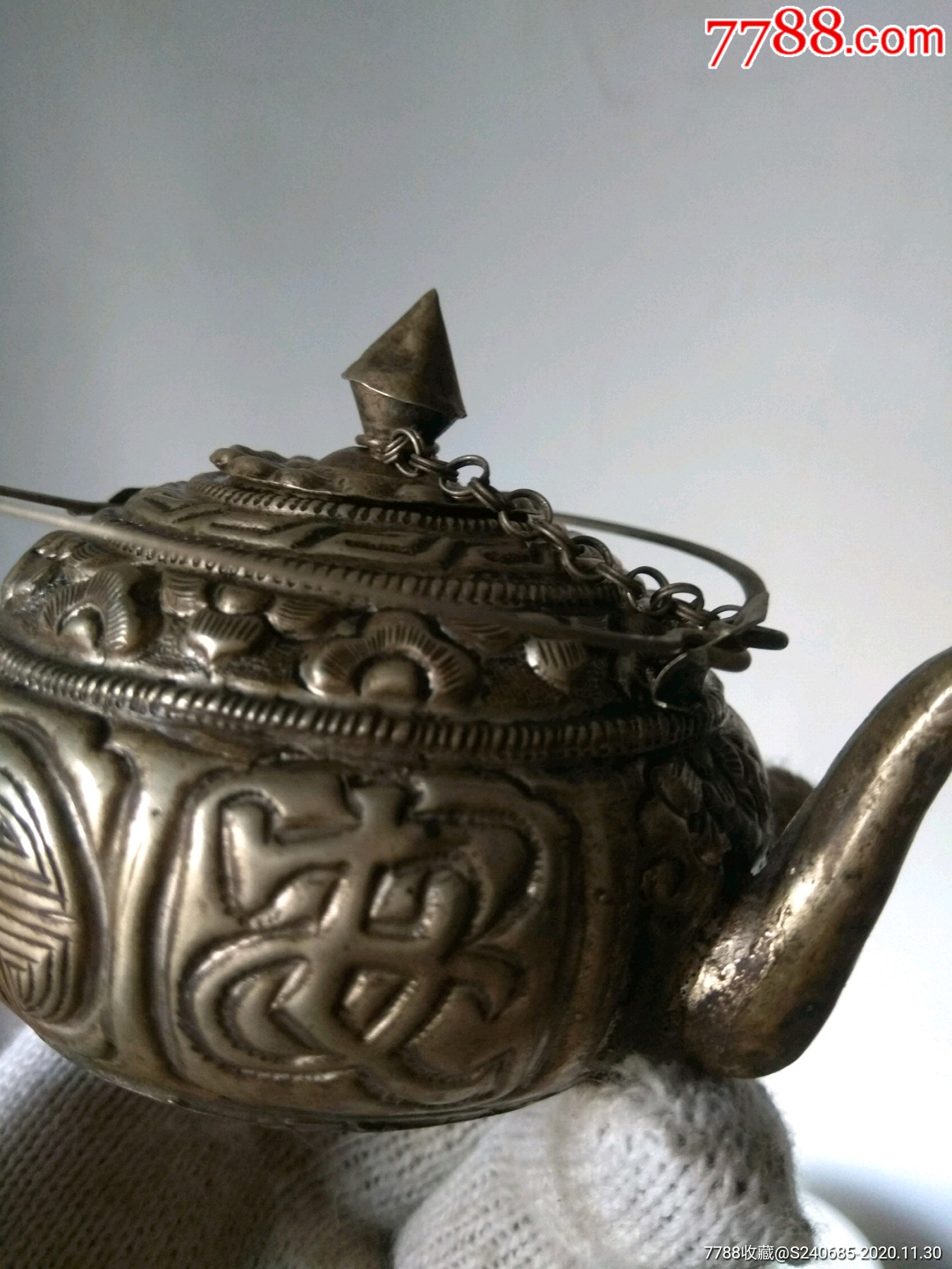 民国薄胎小银壶