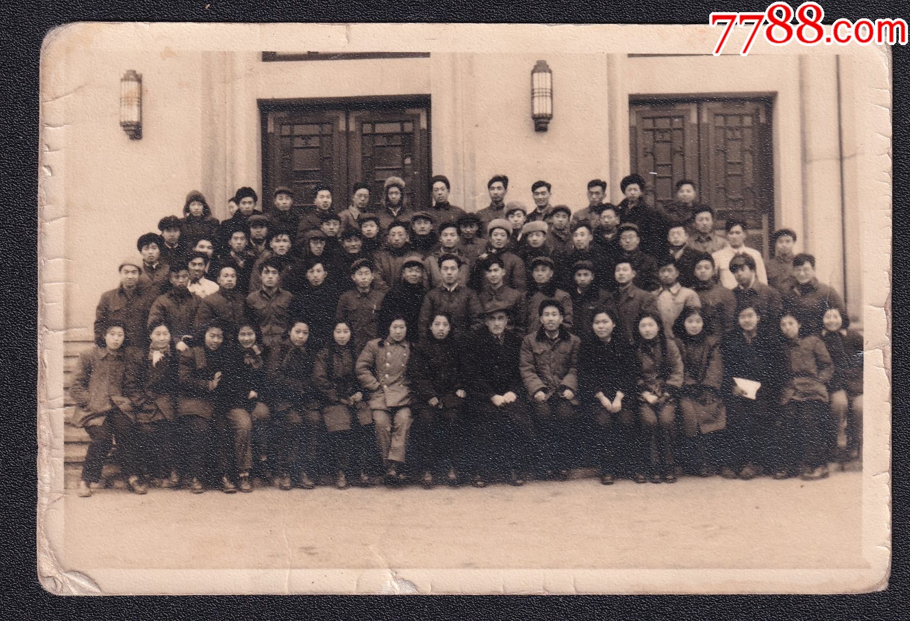 1954年代学生与苏联教授老照片1张尺寸约812厘米