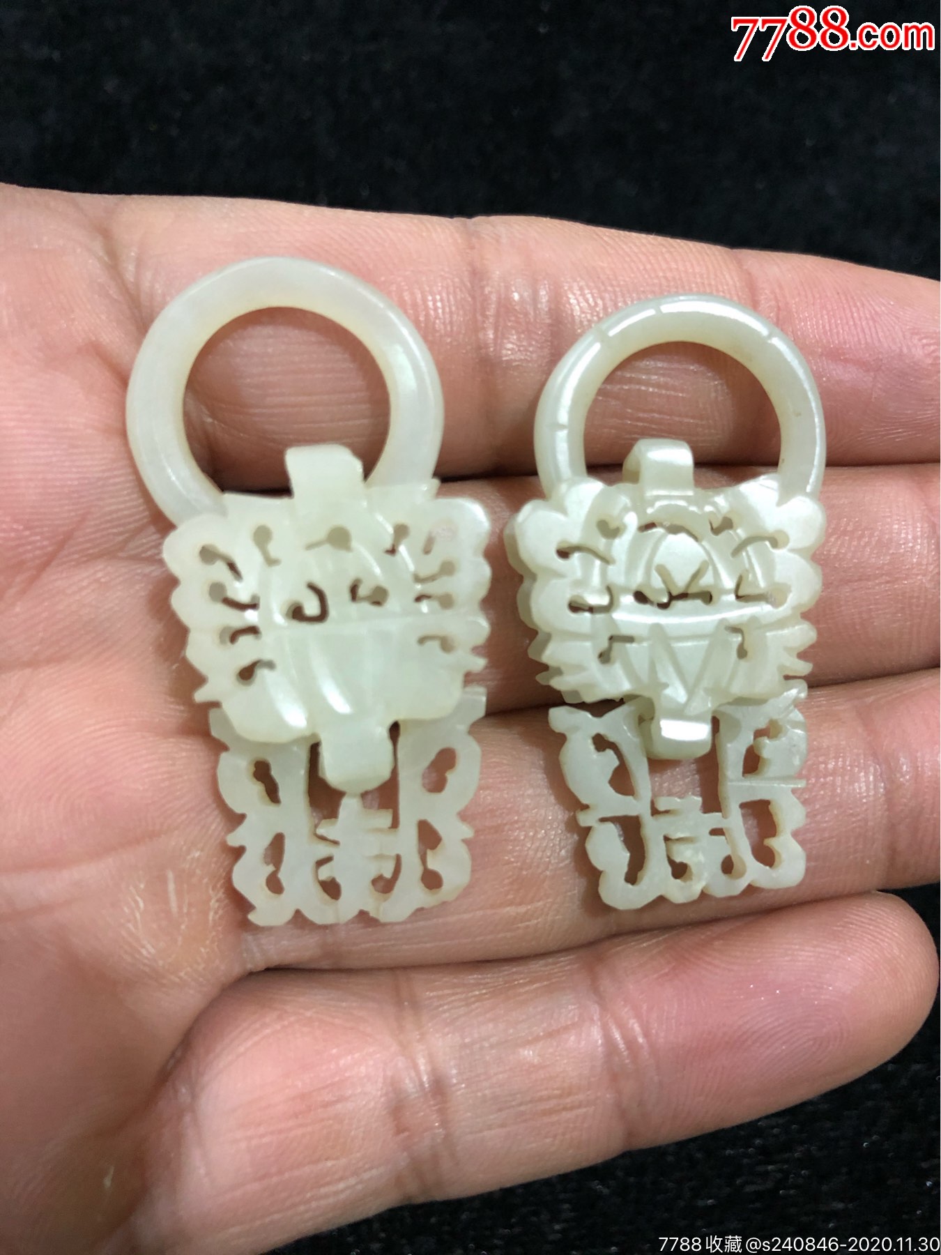 清代和田玉耳环