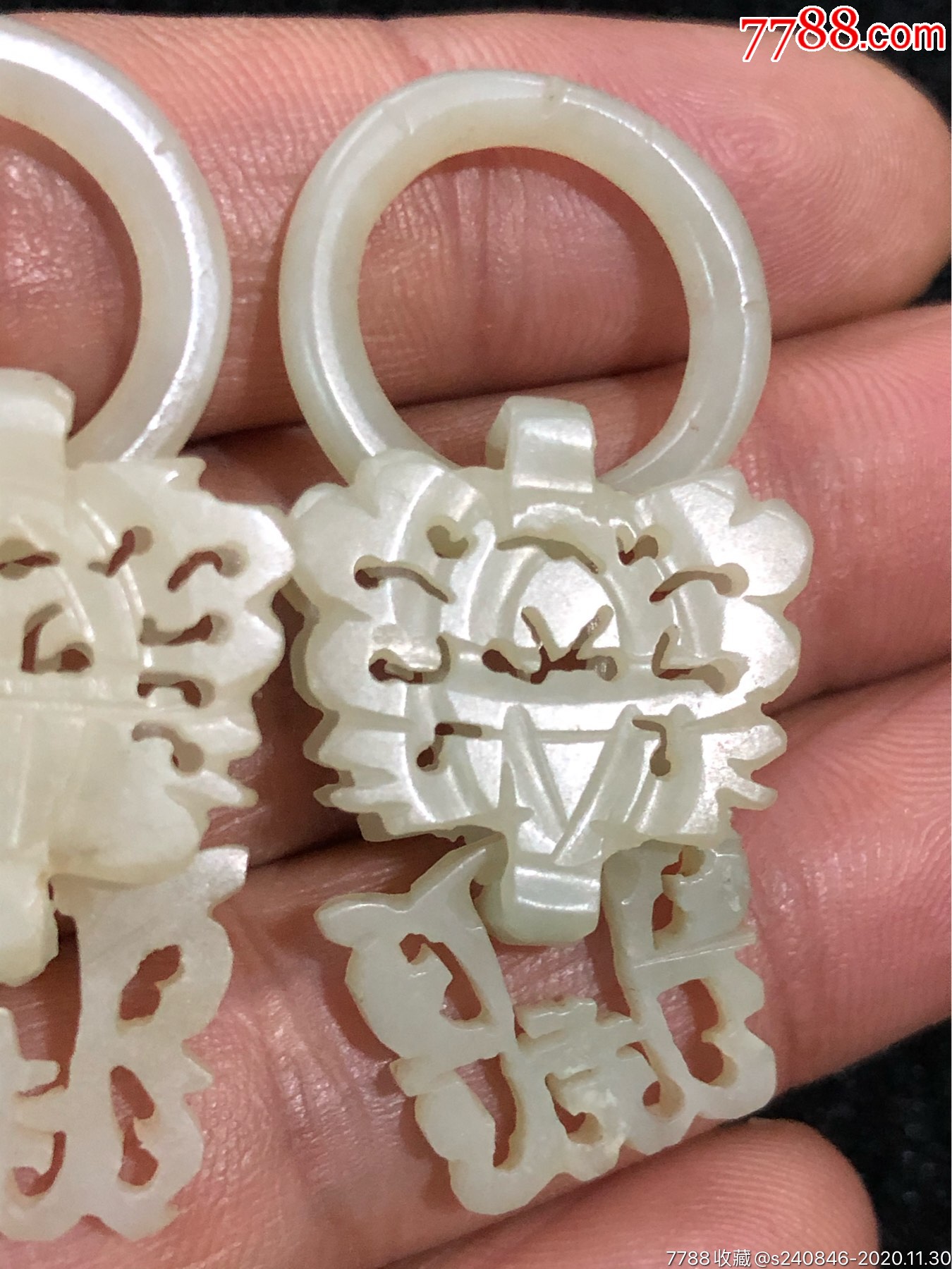 清代和田玉耳环