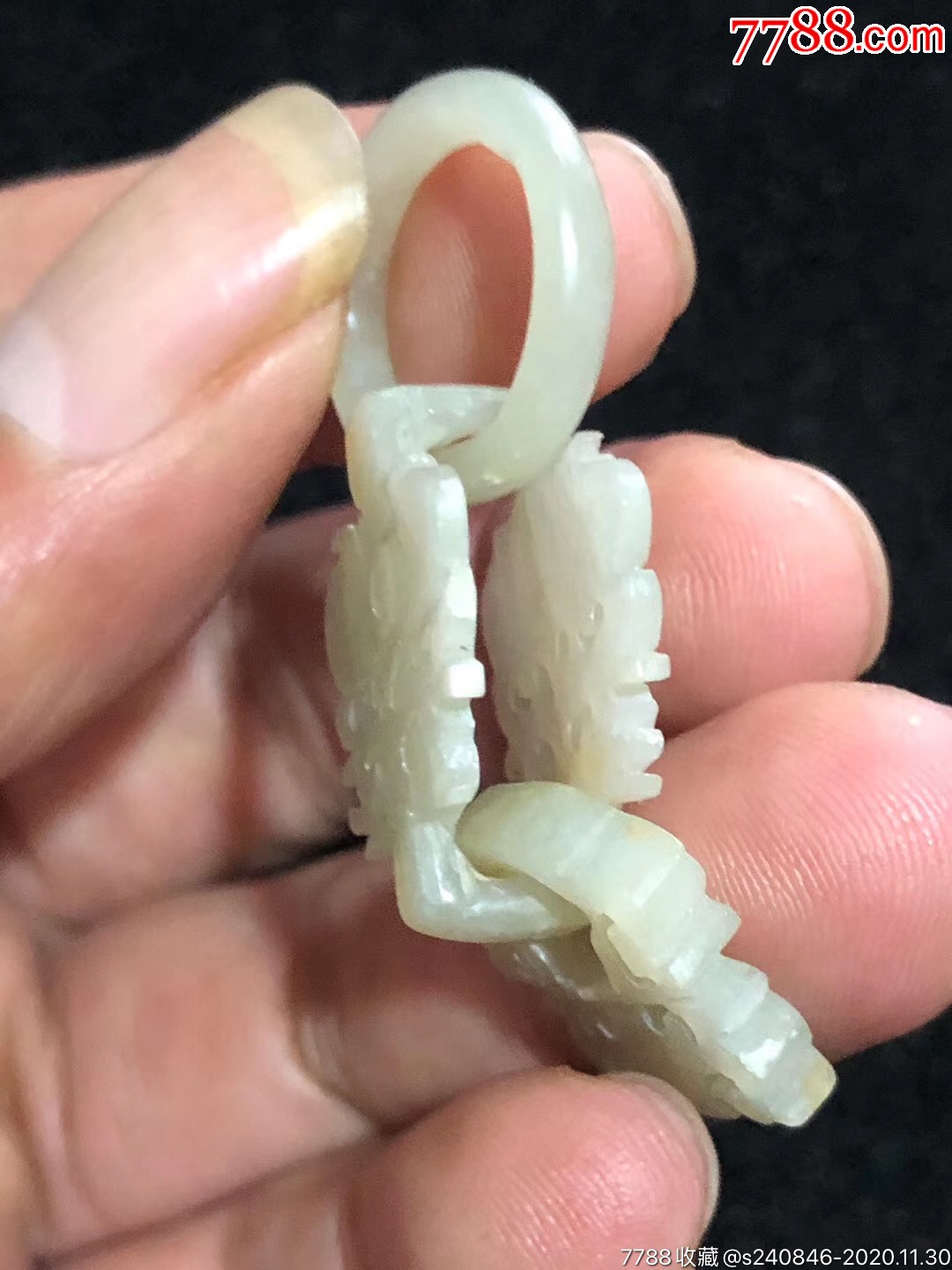 清代和田玉耳环