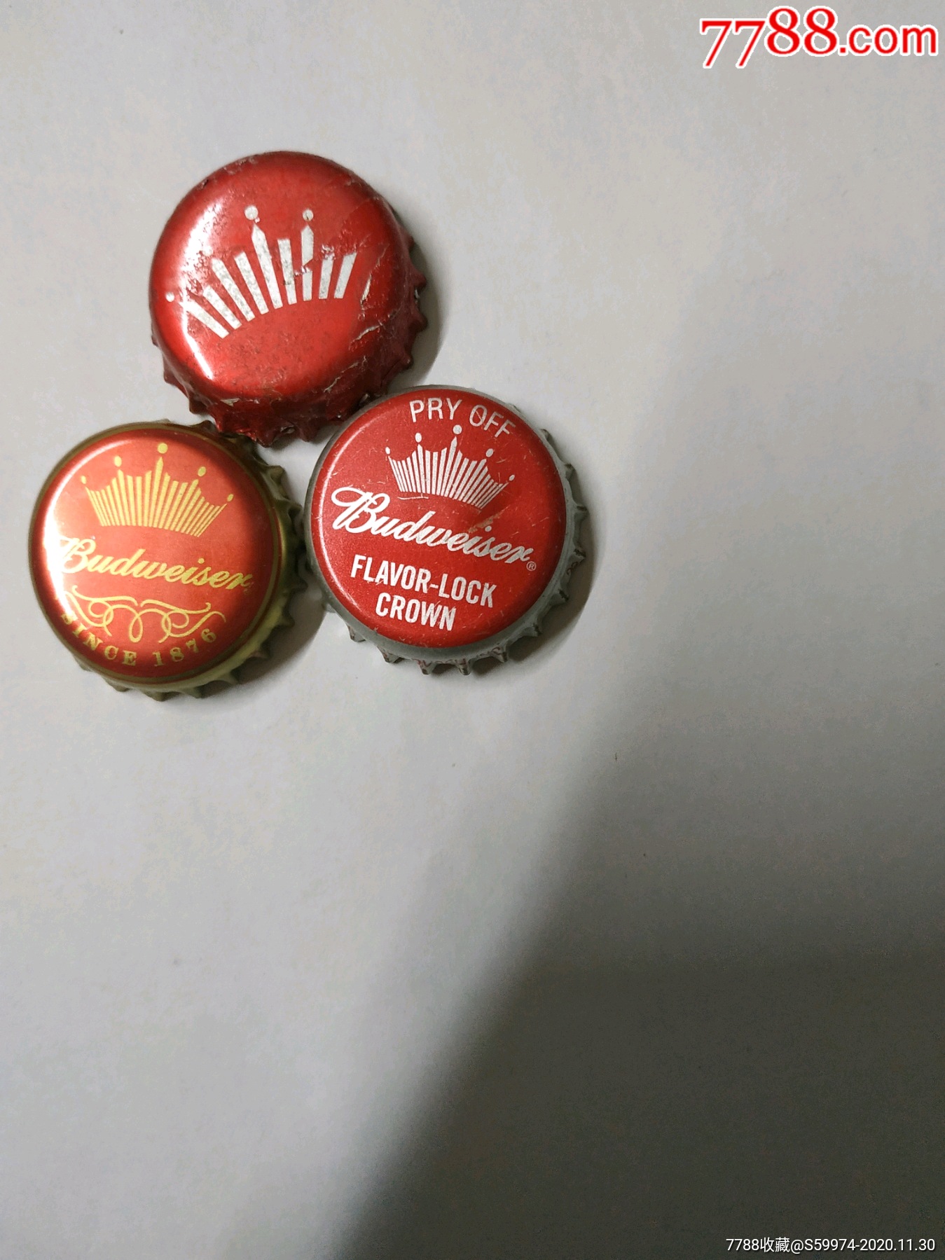 3个百威啤酒盖_酒塞/瓶盖/瓶塞_图片收藏_回收价格_7788老酒收藏