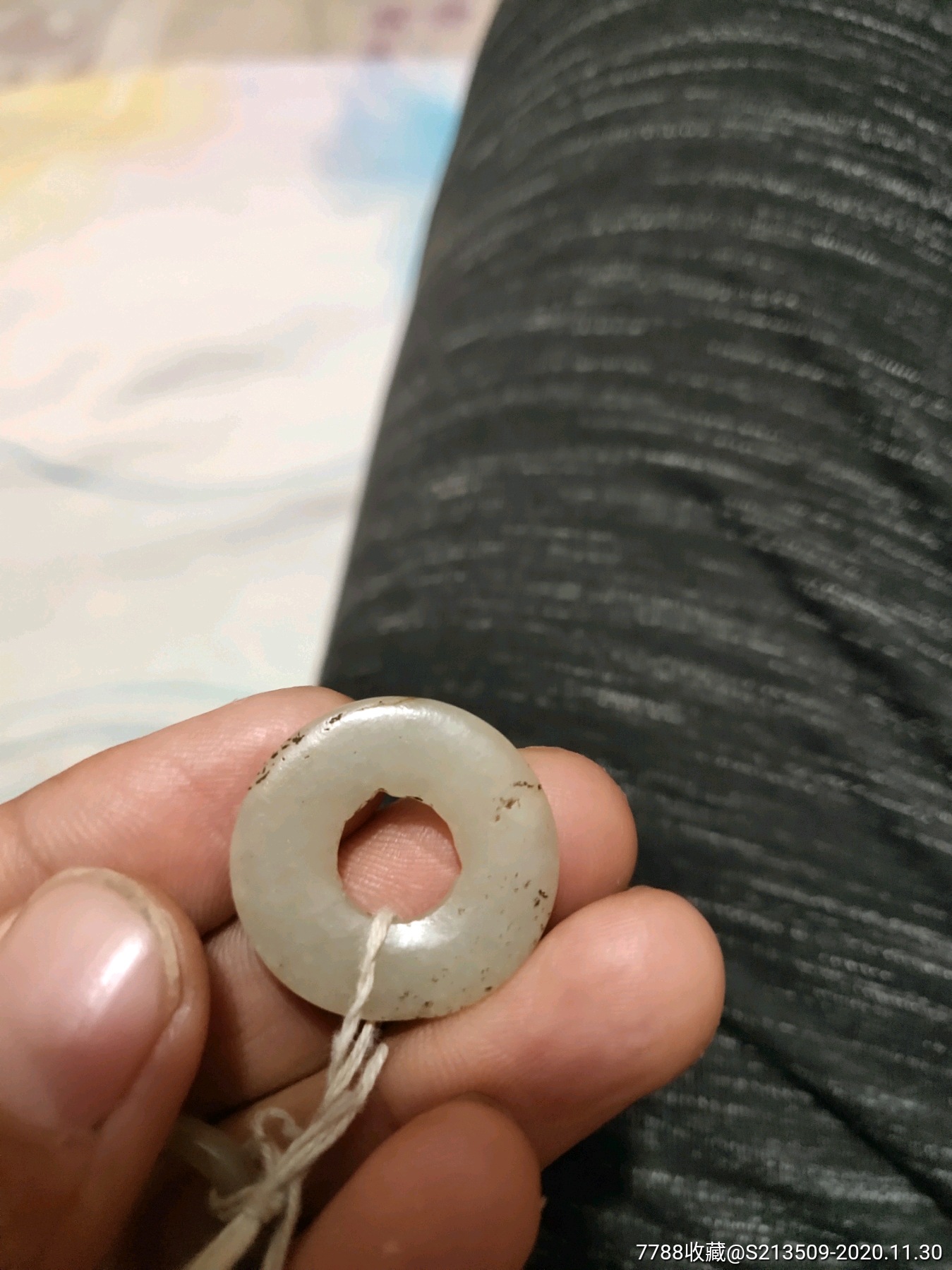 清代和田玉平安扣玉环