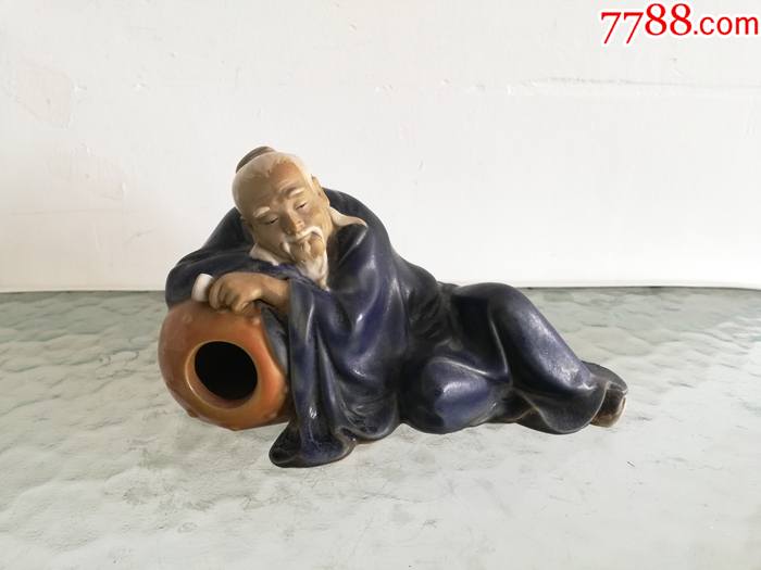 刘伶醉酒*生动精美的文革瓷塑摆件