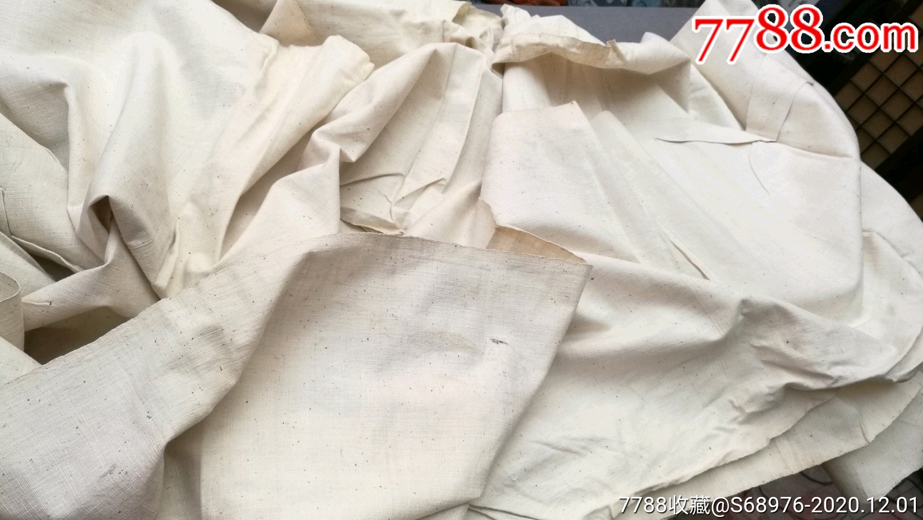 民国老粗布,手工制作什锦白棉布2块,全新未用,45x650cm,45x220cm