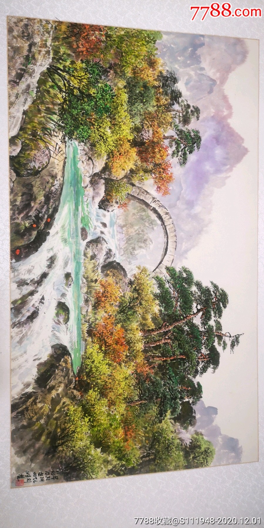 朝鲜画彩虹桥-山水国画原作-7788字画网
