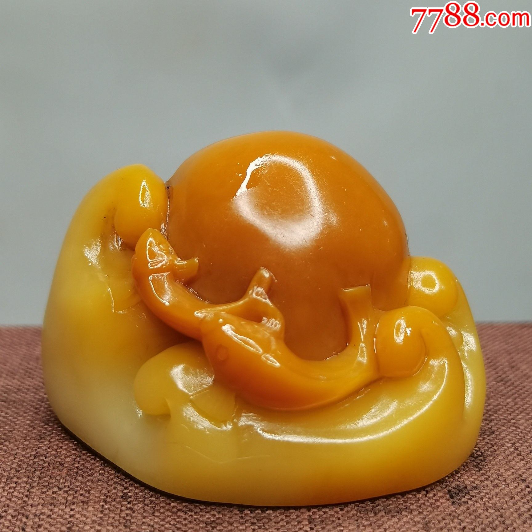 珍藏精品寿山石芙蓉石原石雕刻手把件