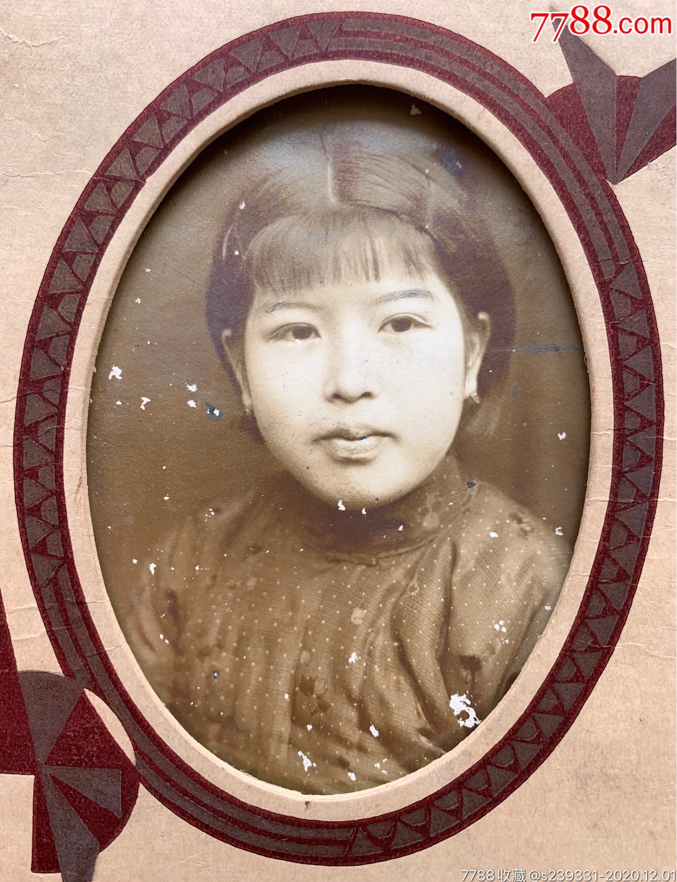 【宁波照相馆史料】民国时期宁波明星摄影馆摄制宁波齐刘海少女银盐